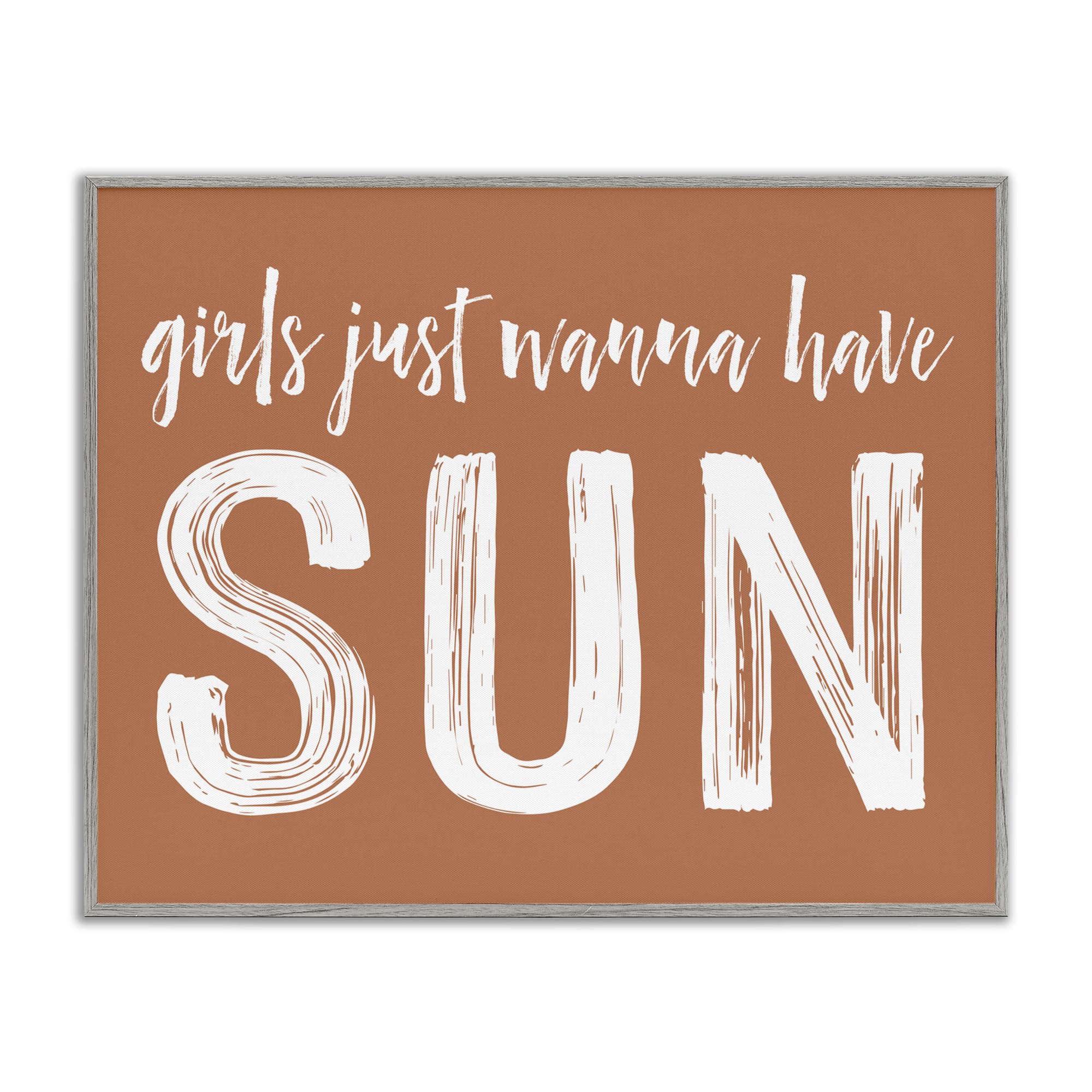 Cadre Giclée Girls Wanna Have Sun Stupell Industries - Tableau Marron et Noir 28x36 cm pour Mur