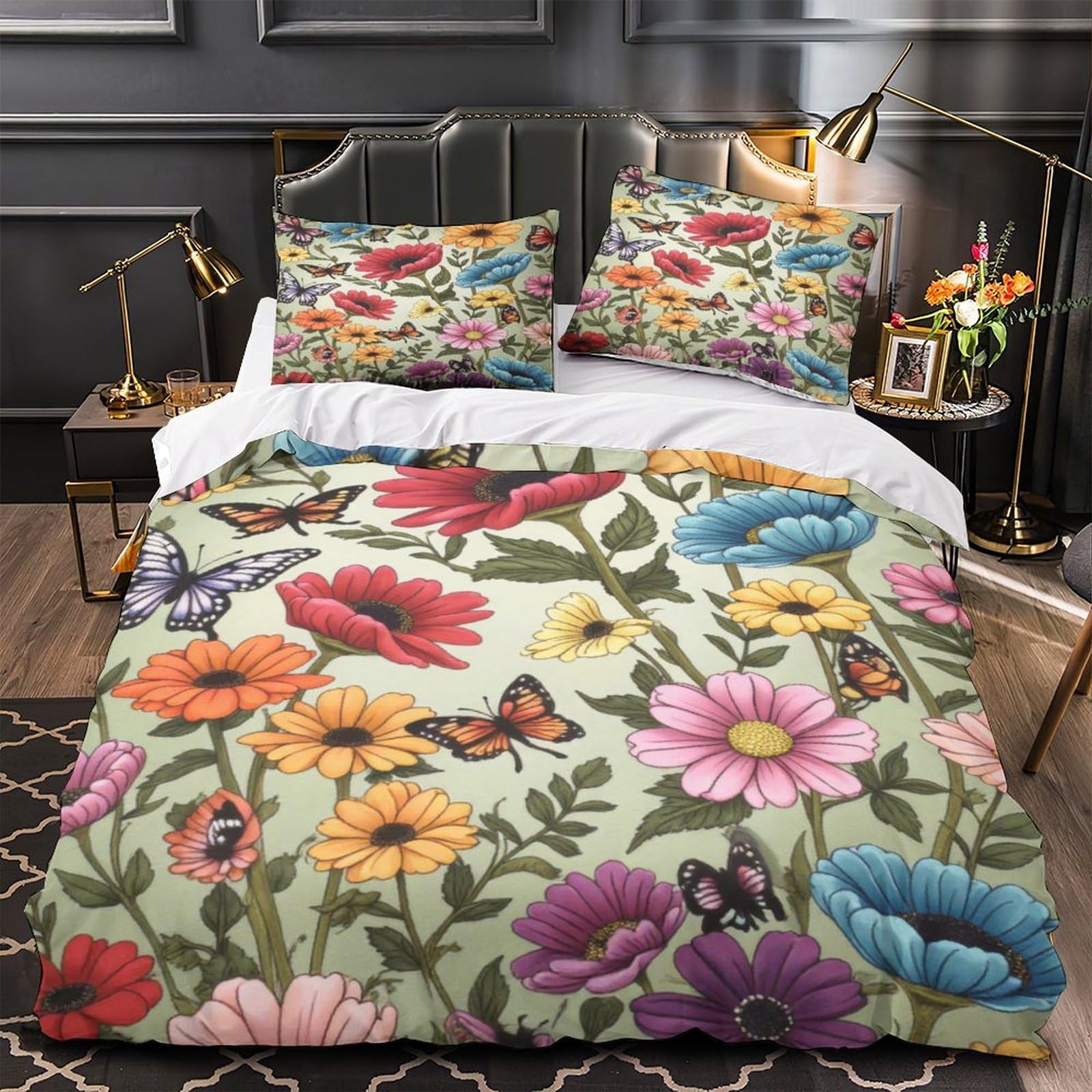 Linge de lit jardin de papillons pour créer un cocon douillet dans une chambre de femme