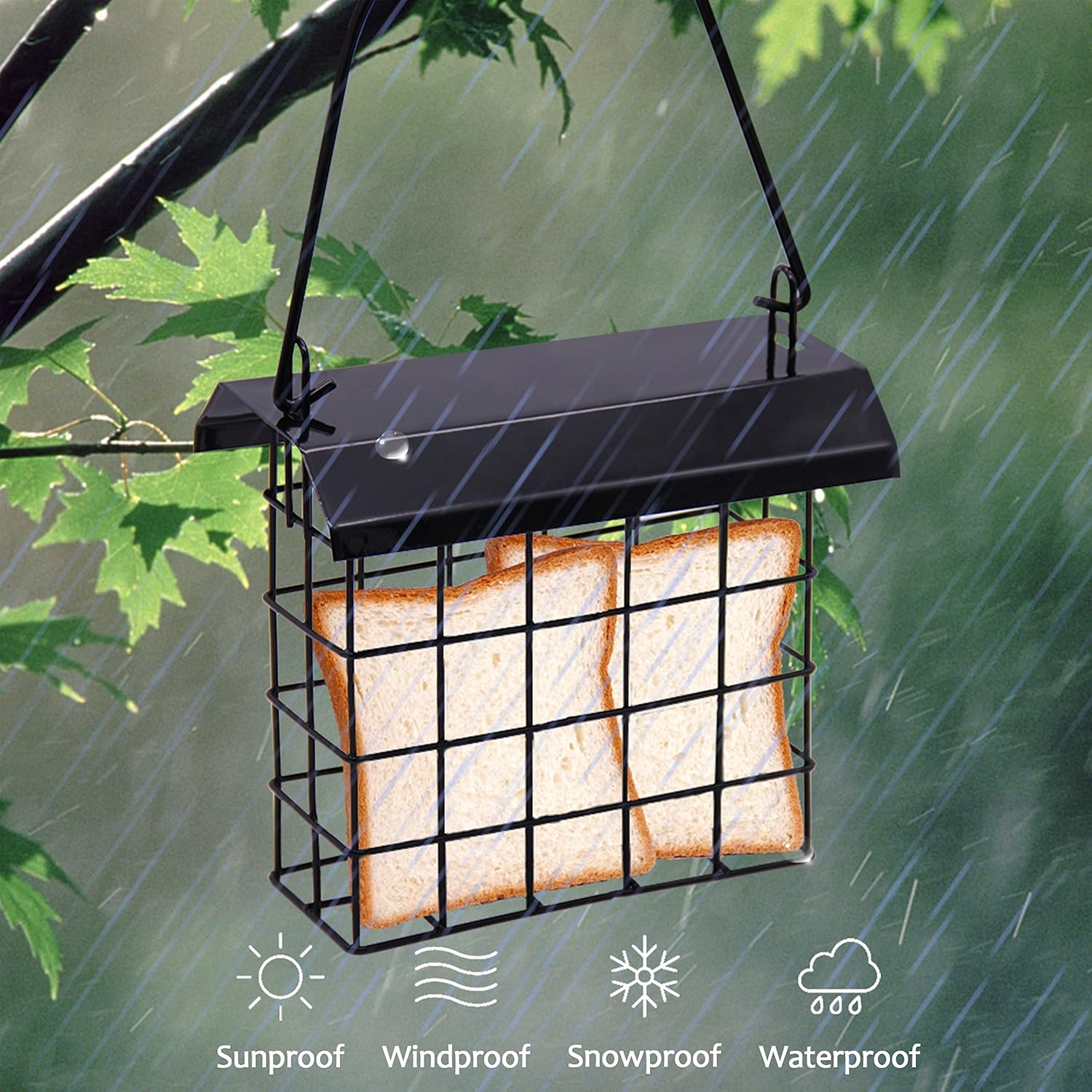 FORUP Suet Bird Feeder, Hanging Suet Feeder, Single Suet Cake Bird Feeder, One Suet Capacity, 2 Pack