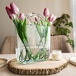 OLEEK Purse vases for Flowers (Handmade) Glass Bag vase -10 Inches- Blue for centerpieces & Fish Bowl - Handbag Unique Flower vase Decorative - Glass Handbag vases for Cute Room Decor