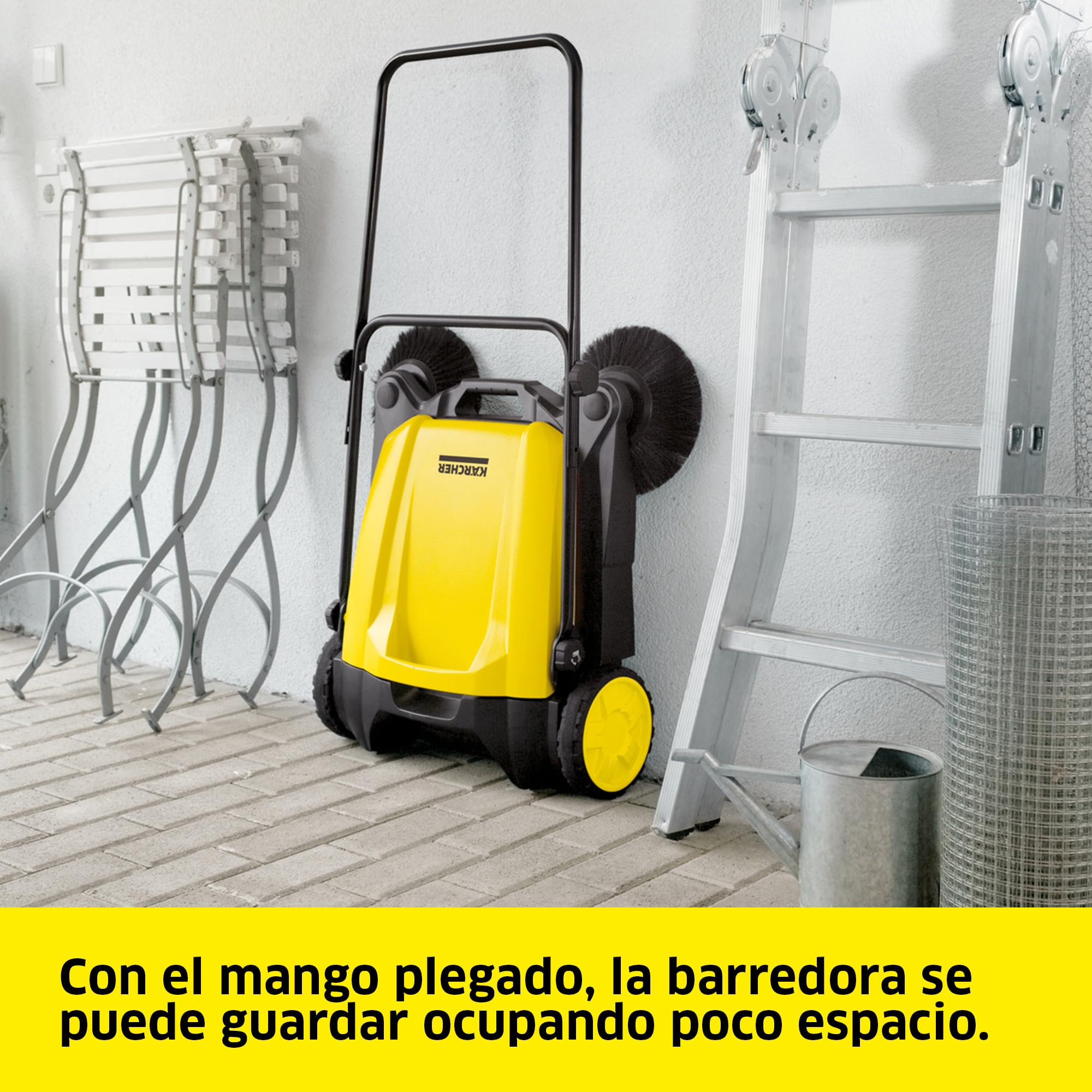 Kärcher S 3 Twin - Barredora 2 en 1, Ancho de Trabajo: 650 mm, hasta 1.800 m²/h de Superficie, contenedor: 16 l, Peso: 9,7 kg, 2 cepillos Laterales para Suciedad Seca, 2 cepillos Laterales para