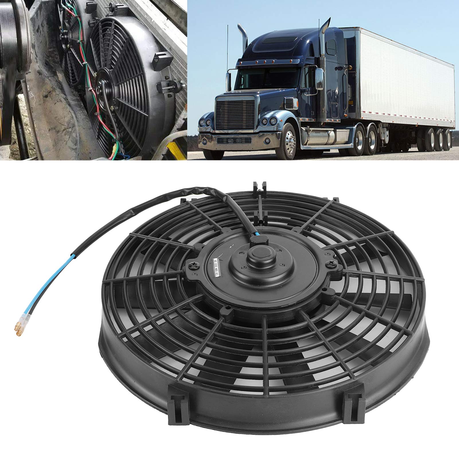 Akozon Ventilador de enfriamiento del motor 10 pulgadas 12V 80W Ventilador de enfriamiento electrónico delgado Tasa de flujo de aire de 2100RPM 10 Cuchillas rectas Universal