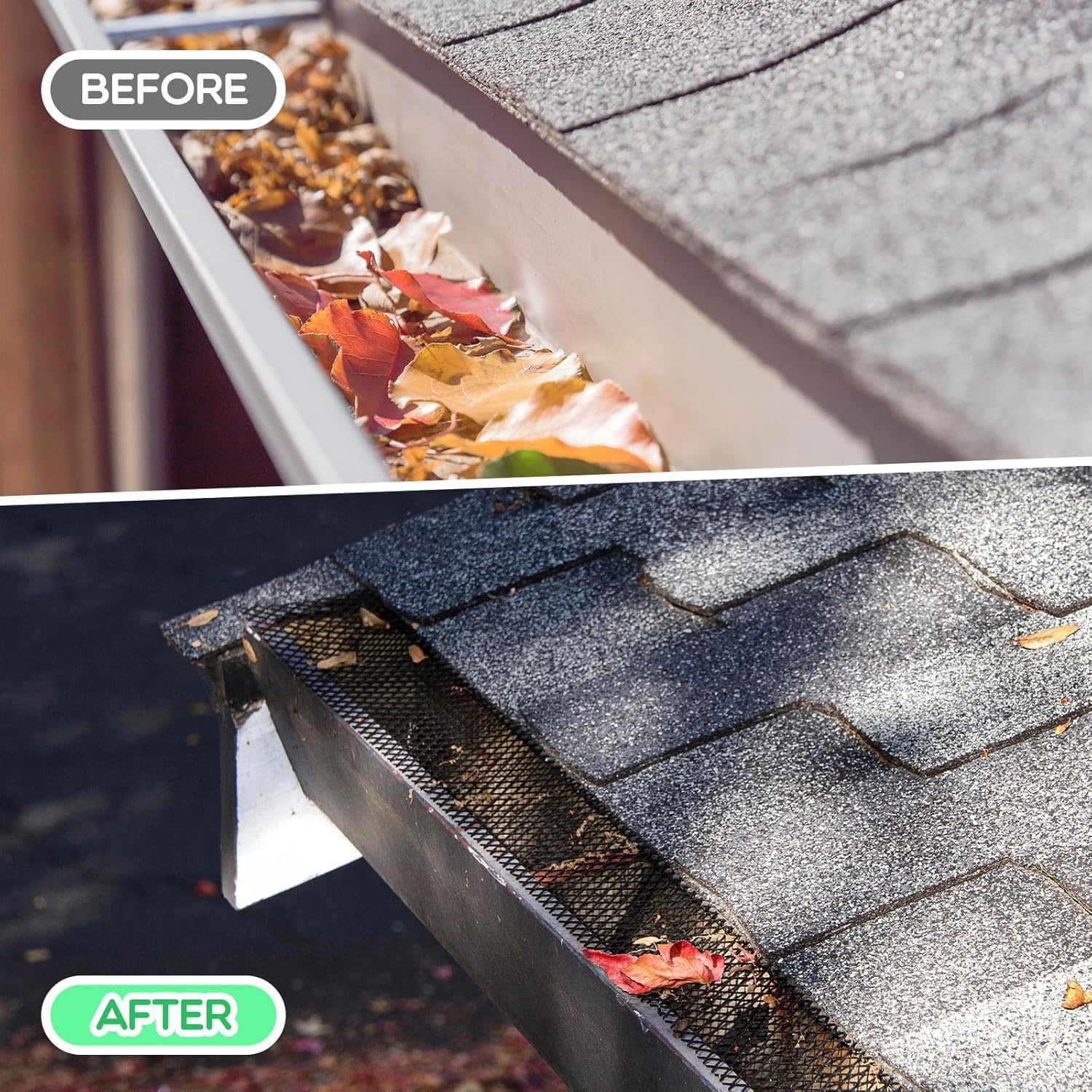 Gutter Guard 6 m x 15 cm Protección de Canalón 2pcs Protector para Canalones con Clips de Fijación Evita los Bloqueos de Canalones(2)