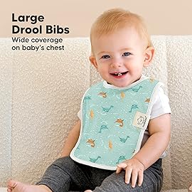 KeaBabies 8-Pack Organic Baby Bibs for Boys, Girls - Super Absorbent Cotton Drool Bibs for Baby Girl & Boy, Teething Toddler, Drooling Newborn, Ultra Soft & Machine Washable (Mesozoic)