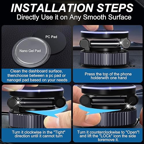 Miniatura 3 de Soporte magnético de carga de teléfono para automóvil - Soporte magnético de teléfono actualizado al vacío de 360, soporte de teléfono plegable