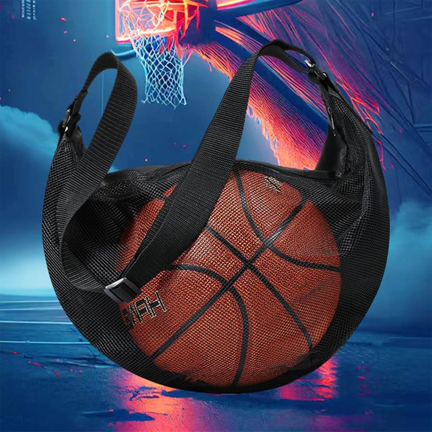 WUBAYI Sac à dos de basket-ball / sac de sport en maille filet avec mousqueton / sac de sport / sac de sport avec mousqueton / sac de transport de ballon de football / cerceaux - Accessoires de sport