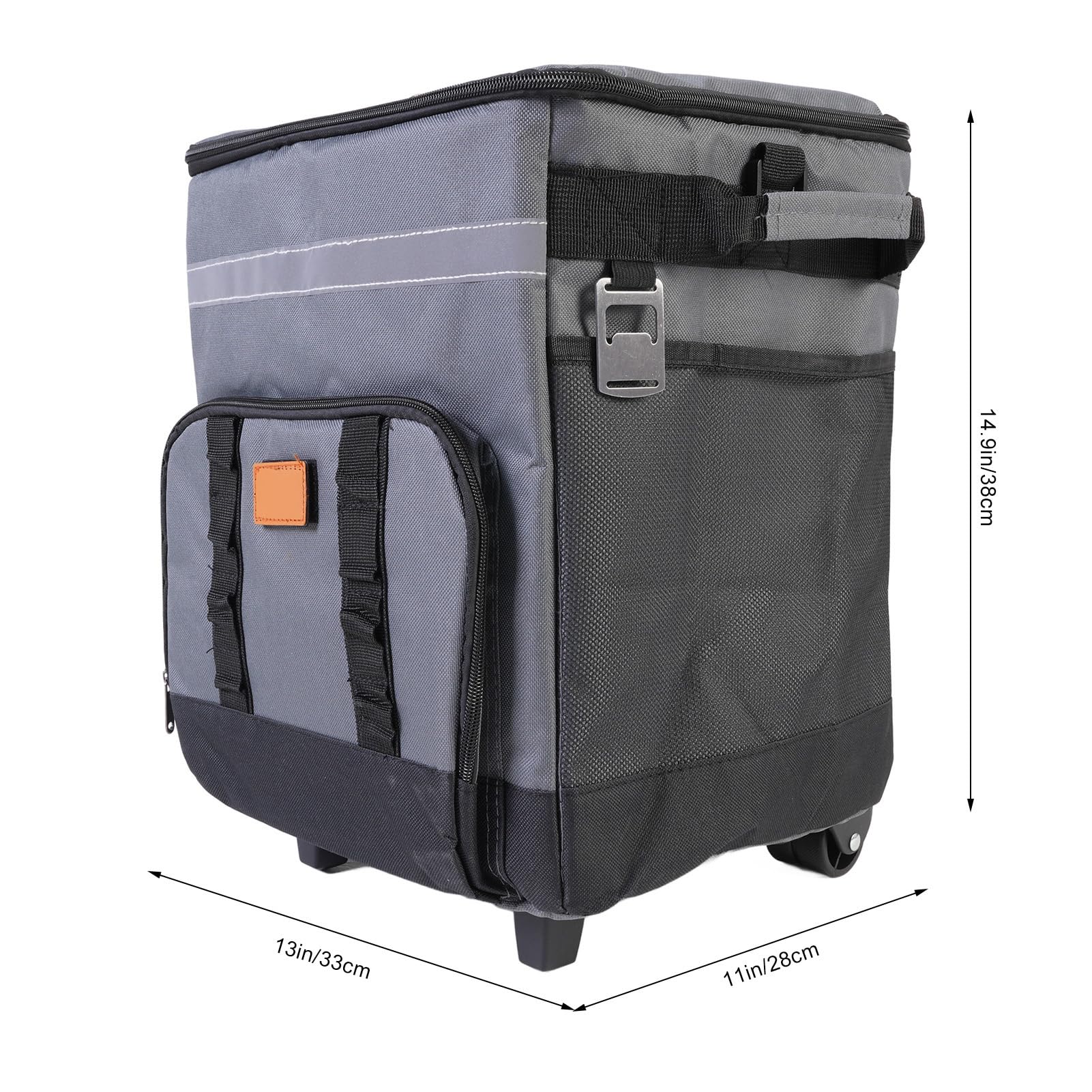 FILFEEL Glacière Roulante de 35 L avec Roulettes et Poignée, Sac Isotherme Souple pour le Camping en Plein Air, les Pique-niques et la Plage – Gris