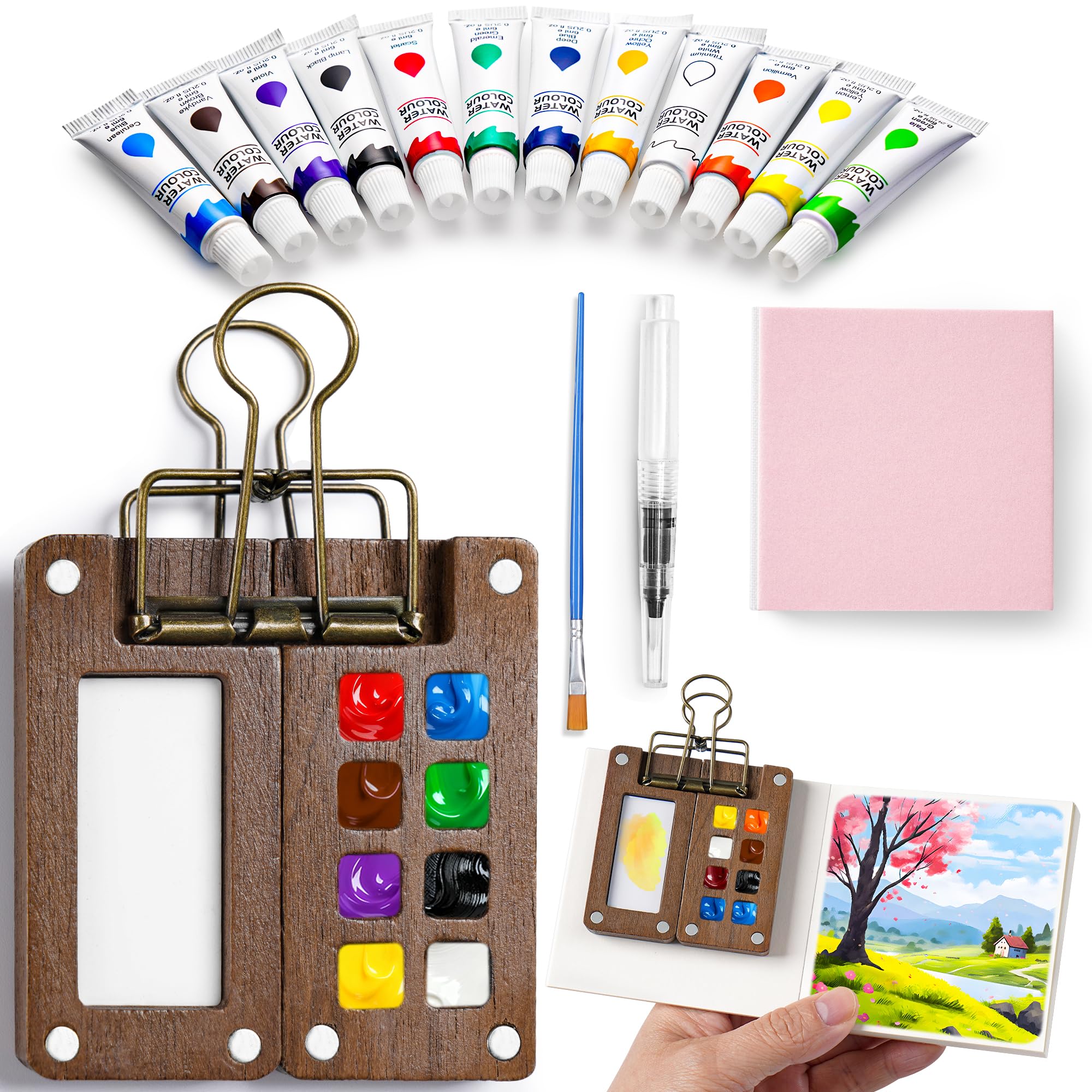 Amazon.com: Mini Watercolor Paint Set, 12 Colors Portable Pocket