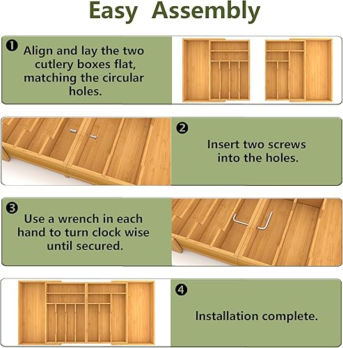 Miniatura 5 de Suli Organizador de cajones de cubiertos grande, cubiertos de cocina ajustable para tenedores, cuchillos y cucharas, soporte para utensilios de