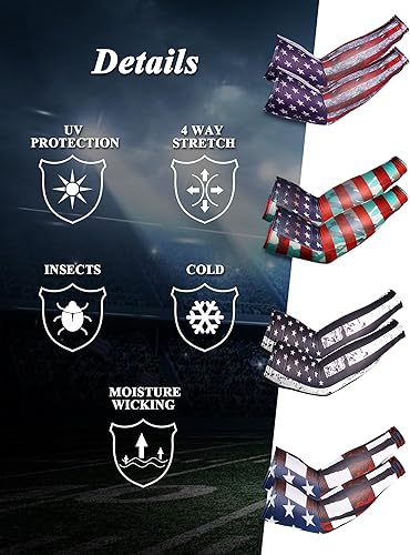 Miniatura 5 de SATINIOR 8 pares de mangas de brazo para hombres y mujeres, mangas de compresión con protección solar UV, Varios colores