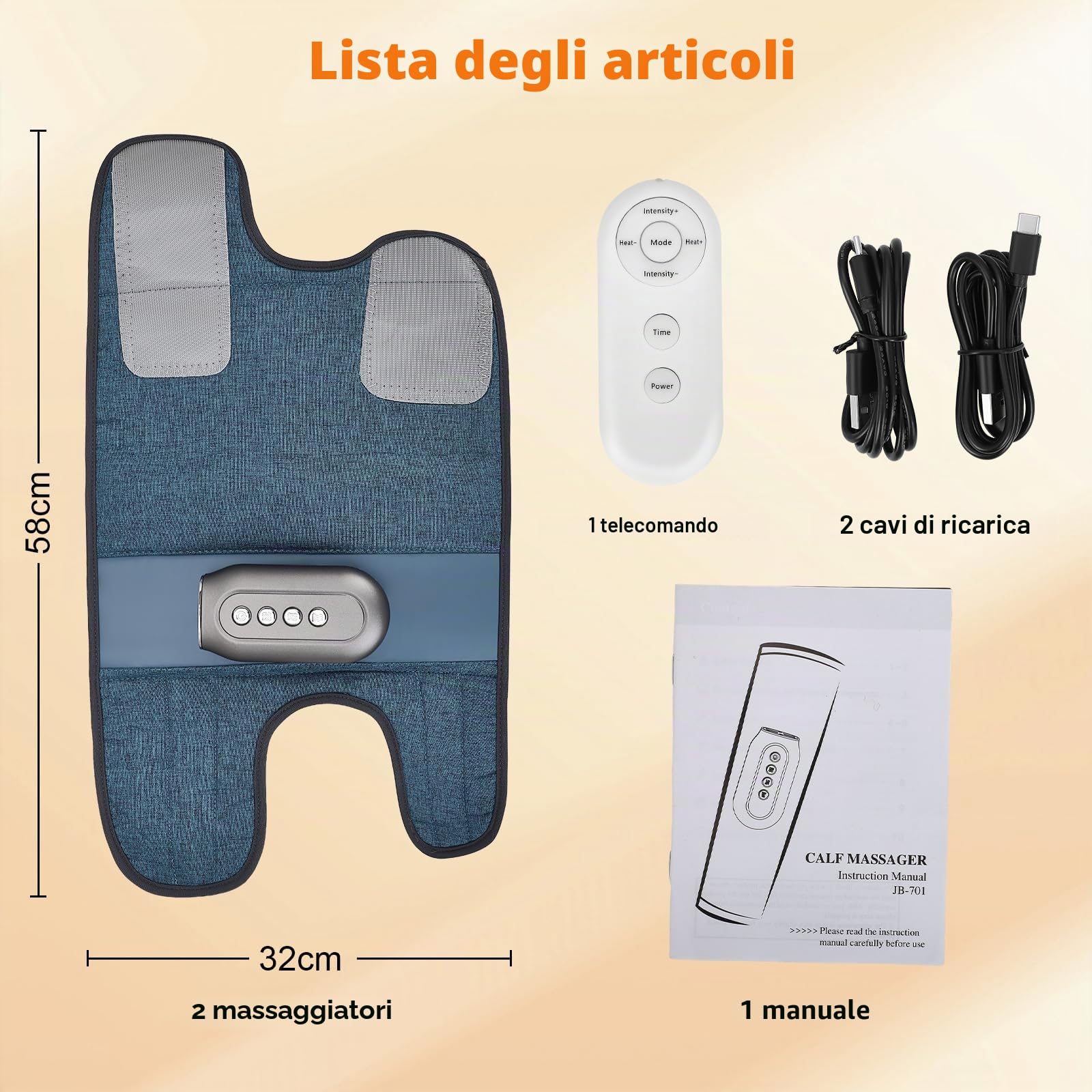 Massaggiatore per polpacci senza fili con 3 livelli di riscaldamento, 2 confezioni di massaggiatori per gambe a compressione d'aria, 3 modalità, 5 livelli di intensità, massaggiatore portatile per