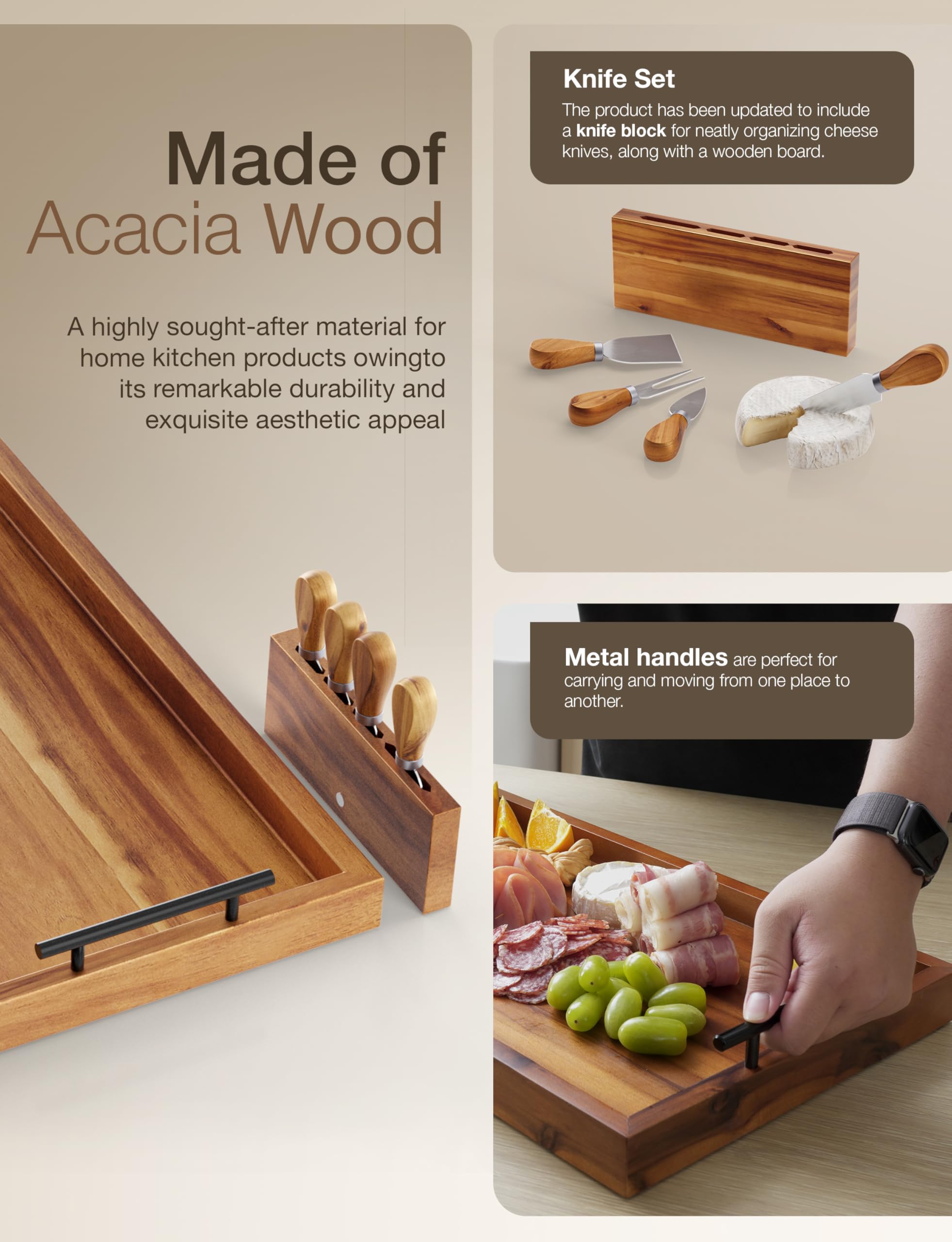 12x Akazienholz Teller Quadratisch – Servierplatten Für Käse, Fingerfood & Mehr