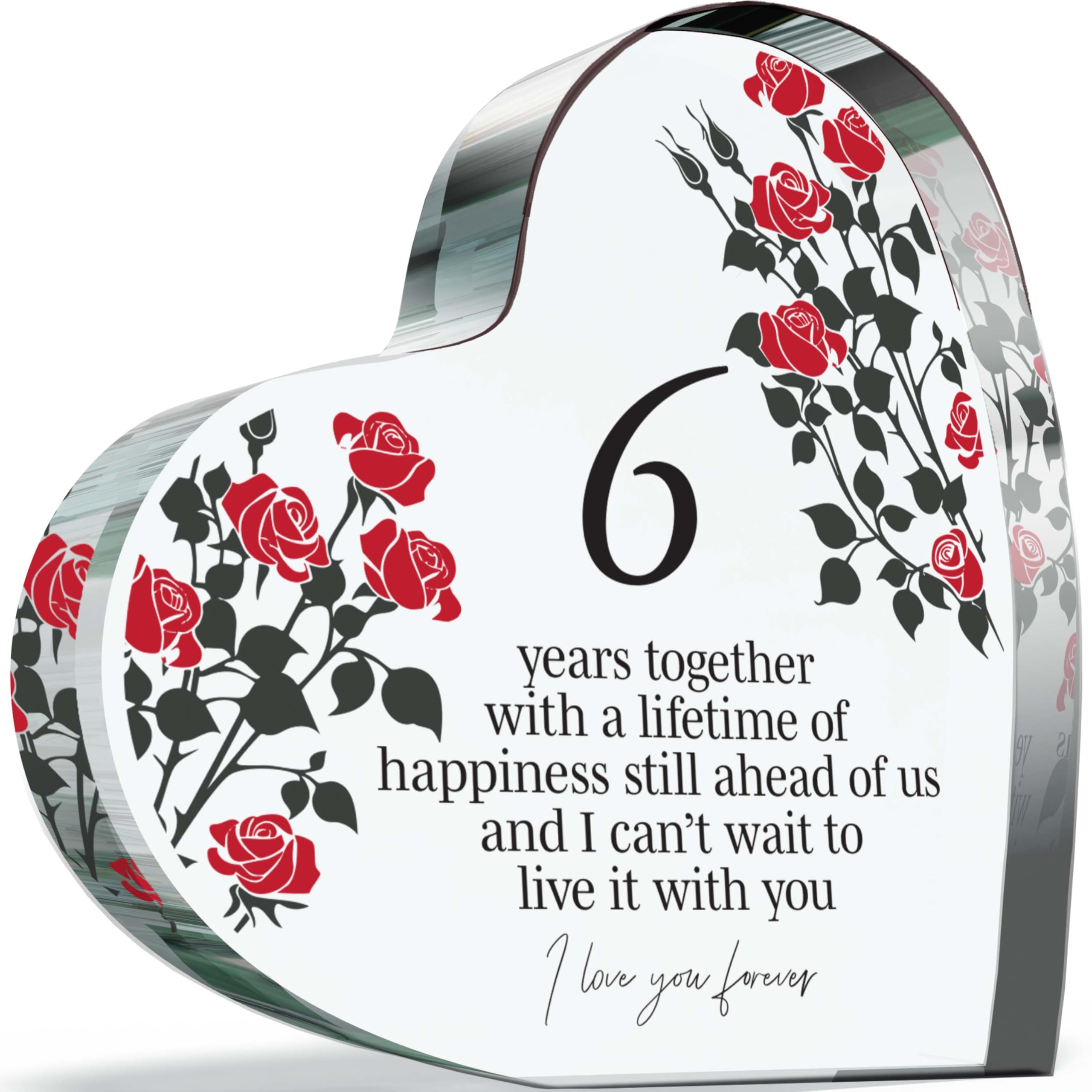 Giftzie Women's 06 6Th Anniversary Acrylic Heart Plaque For Wife Or Husband, 6 Years Together