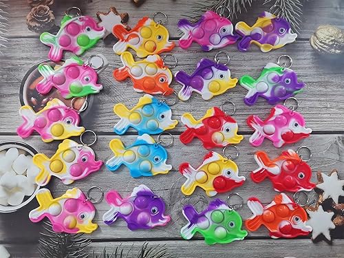 Miniatura 6 de Paquete de 20 mini llaveros de burbujas a granel, regalos de fiesta de peces, estudiantes de aula, niños y niñas, regalos pequeños de cumpleaños