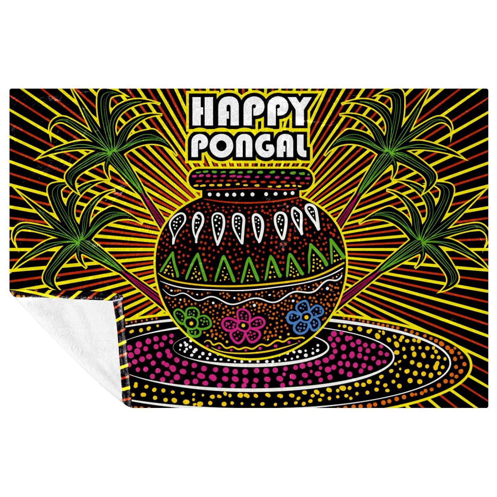 Couverture Happy Pongal pour pique-nique camping et moments cocooning