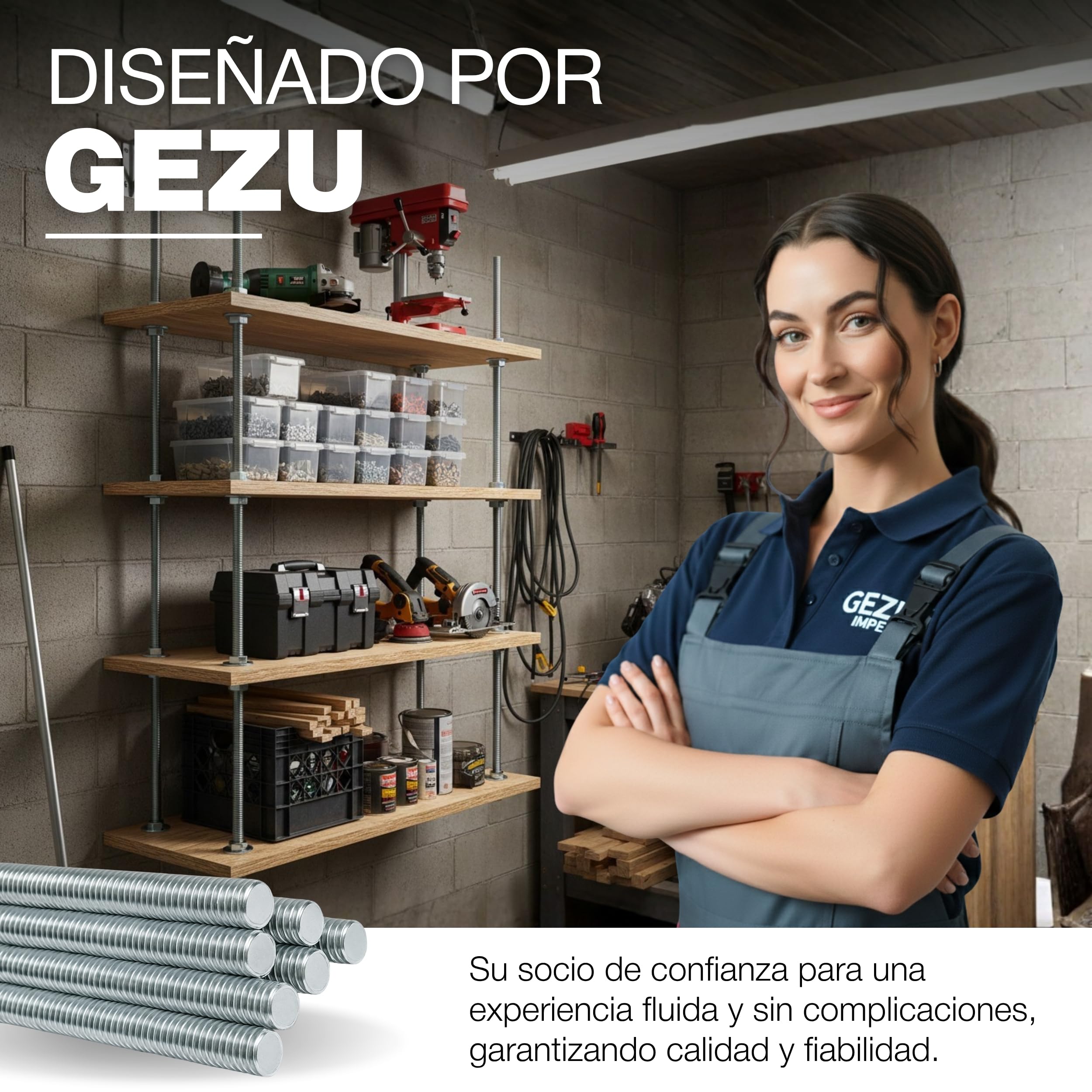 GeZu Impex Varilla Roscada M4 1000 mm A4 Acero Inoxidable conjunto de 10 Barra Roscada Completa Rosca Derecha Varilla Barra Perno