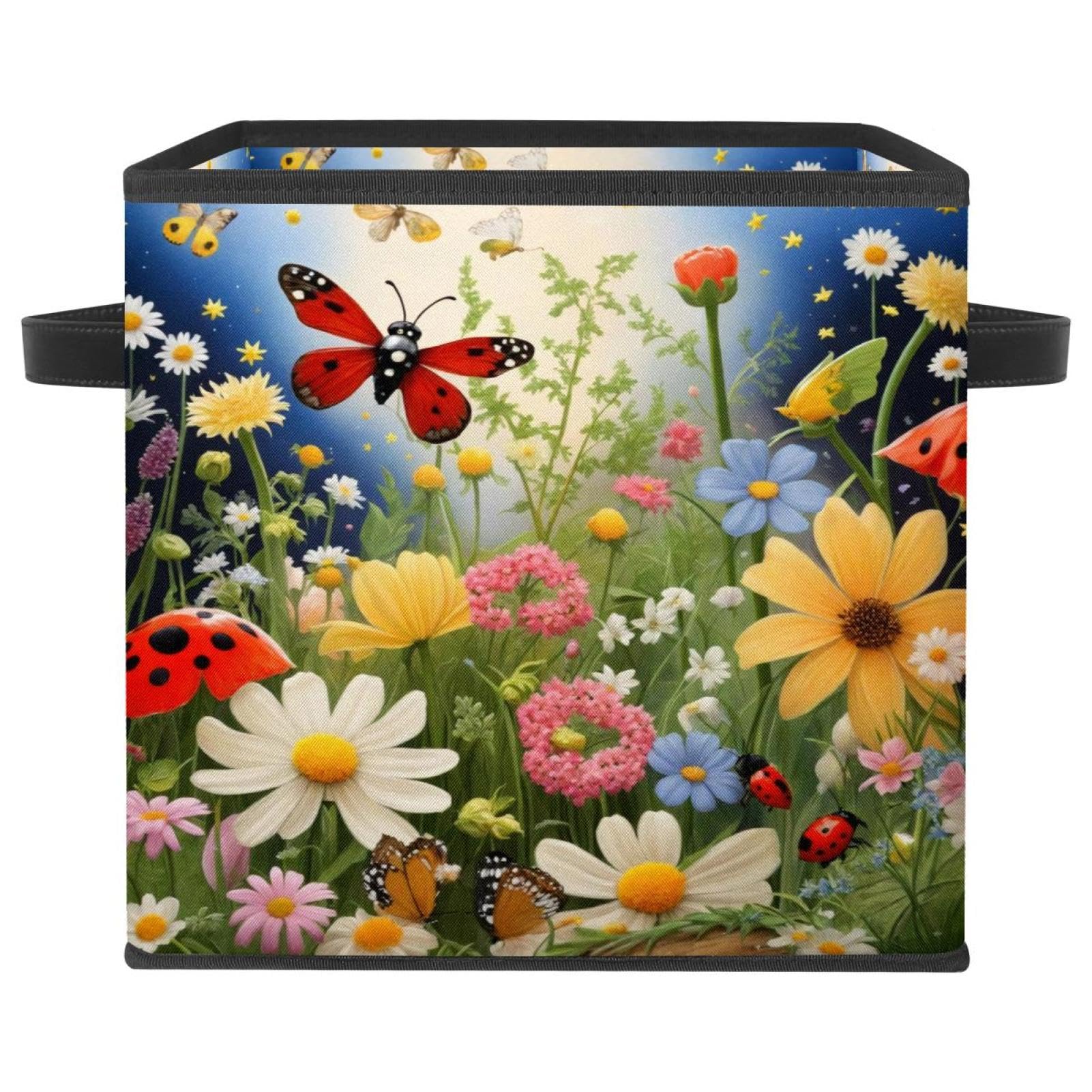 Panier de rangement coccinelle pliable et robuste en tissu Oxford pour grands volumes
