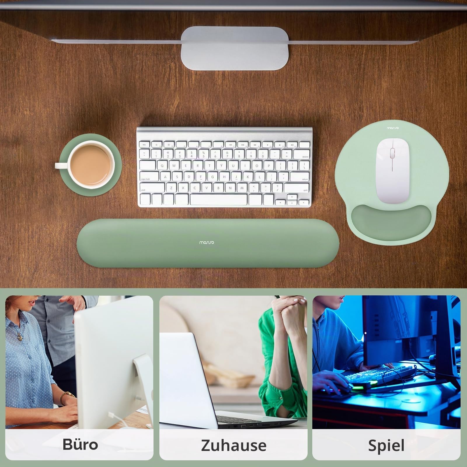 MOSISO Handballenauflage Tastatur&Maus Set, Kreis Gekrümmt Ergonomisch Mauspad&Untersetzer rutschfest Basis Schmerzlinderung Hause/Büro&Weichem Stoff Leicht Tippen Pad&Silikonfutter, Marineblau