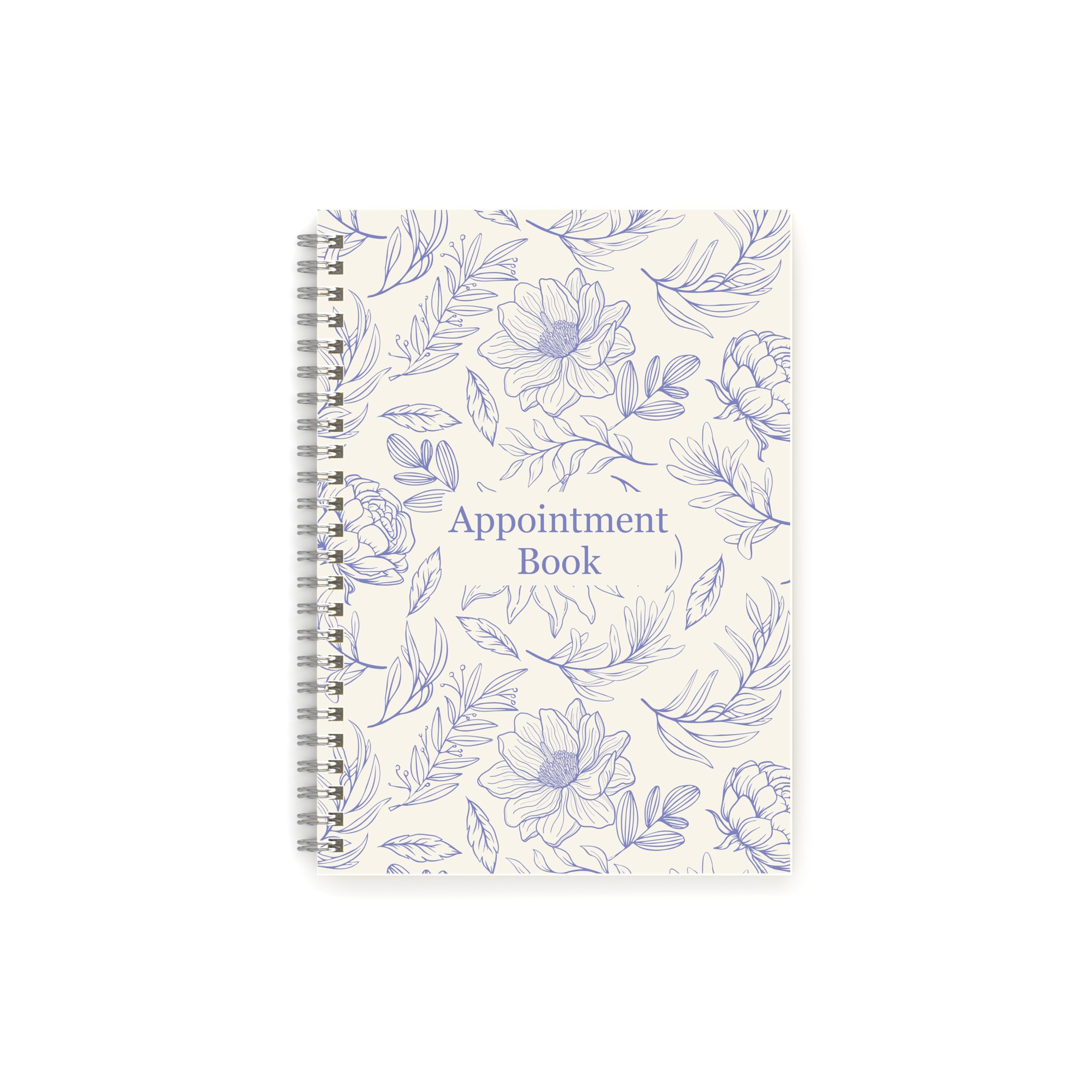 Appointment Book - Undated Hourly Schedule with 30 Minute Slots - 52 Weeks to View - A5 Size with tactile 'Velvet Soft Touch' Cover - Double Strength Chrome Wire - 100gsm quality white paper