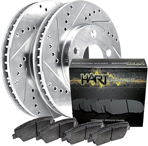 Hart Brakes - Kit de frenos y rotores delanteros, pastillas de freno delanteras, rotores y pastillas de freno de cerámica, compatible con Toyota