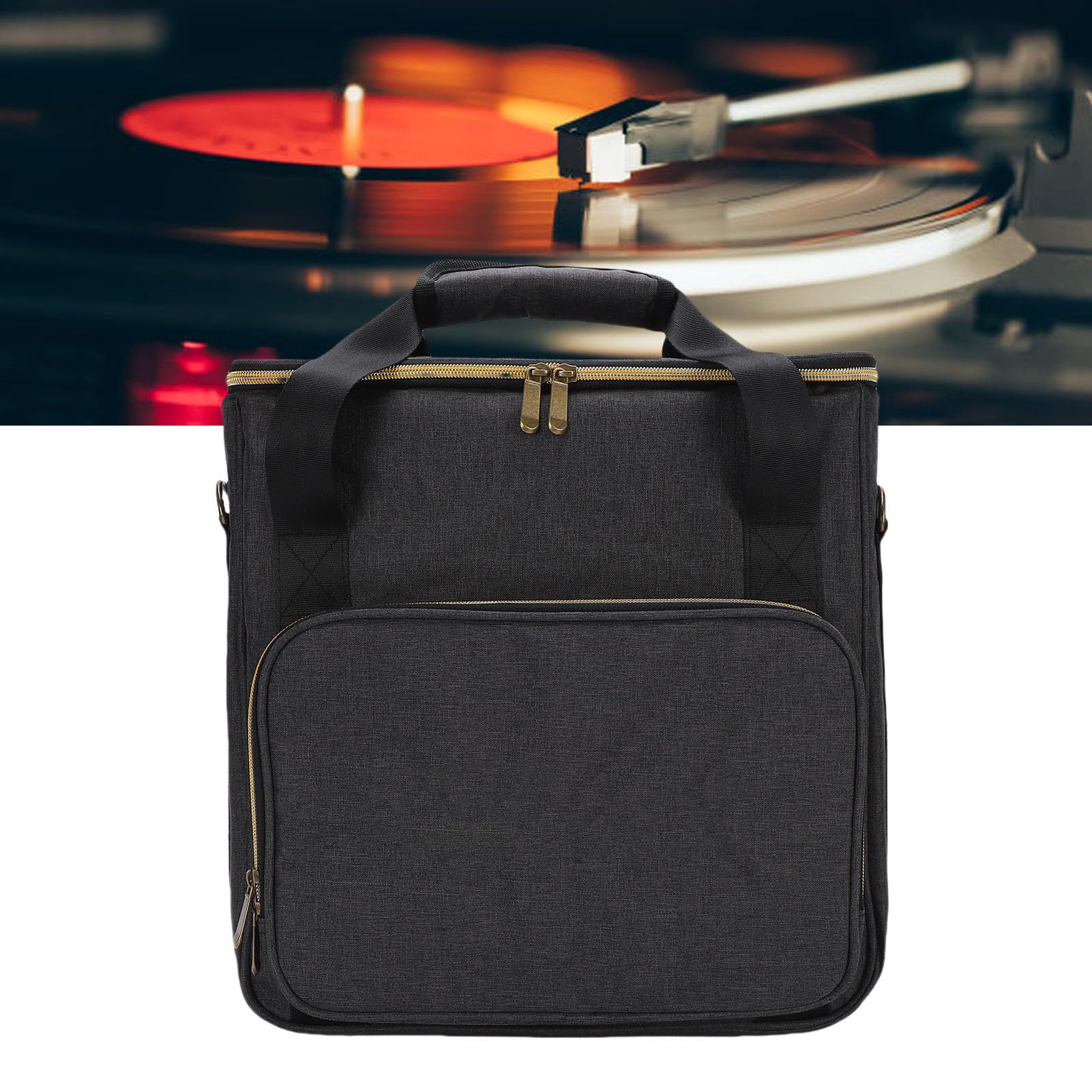 Borsa per il Trasporto di Dischi, Custodia in Vinile Porta con Imbottitura Spessa Divisori Rimovibili per Dischi da 7 10 12 Pollici DJ Travel