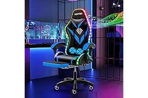 HOFFREE Gaming Chair with Massage, Bluetooth Speakers, and LED Lights