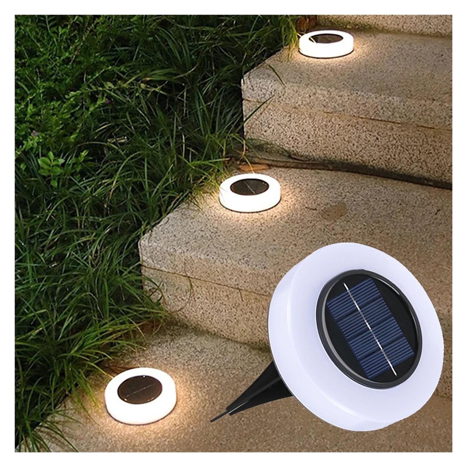 8 12 LED So Disk Luci Outdoor Garden Spotlight 4 8pcs Così Alimentate Luci Sotterranee Deck Lampade ad alta efficienza energetica Illuminazione paesaggistica per prato Luce bianca brillante (8 pezzi)