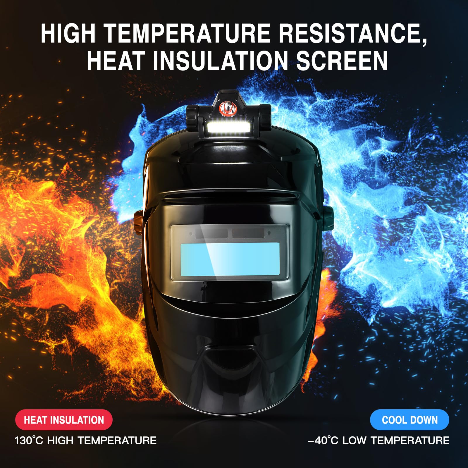 Maschera per Saldatura Solare Portatile Vera Color Nero | Pp, Mezza Maschera 8 Livelli di Oscuramento, Schermo Grande e Sensibilità Regolabile