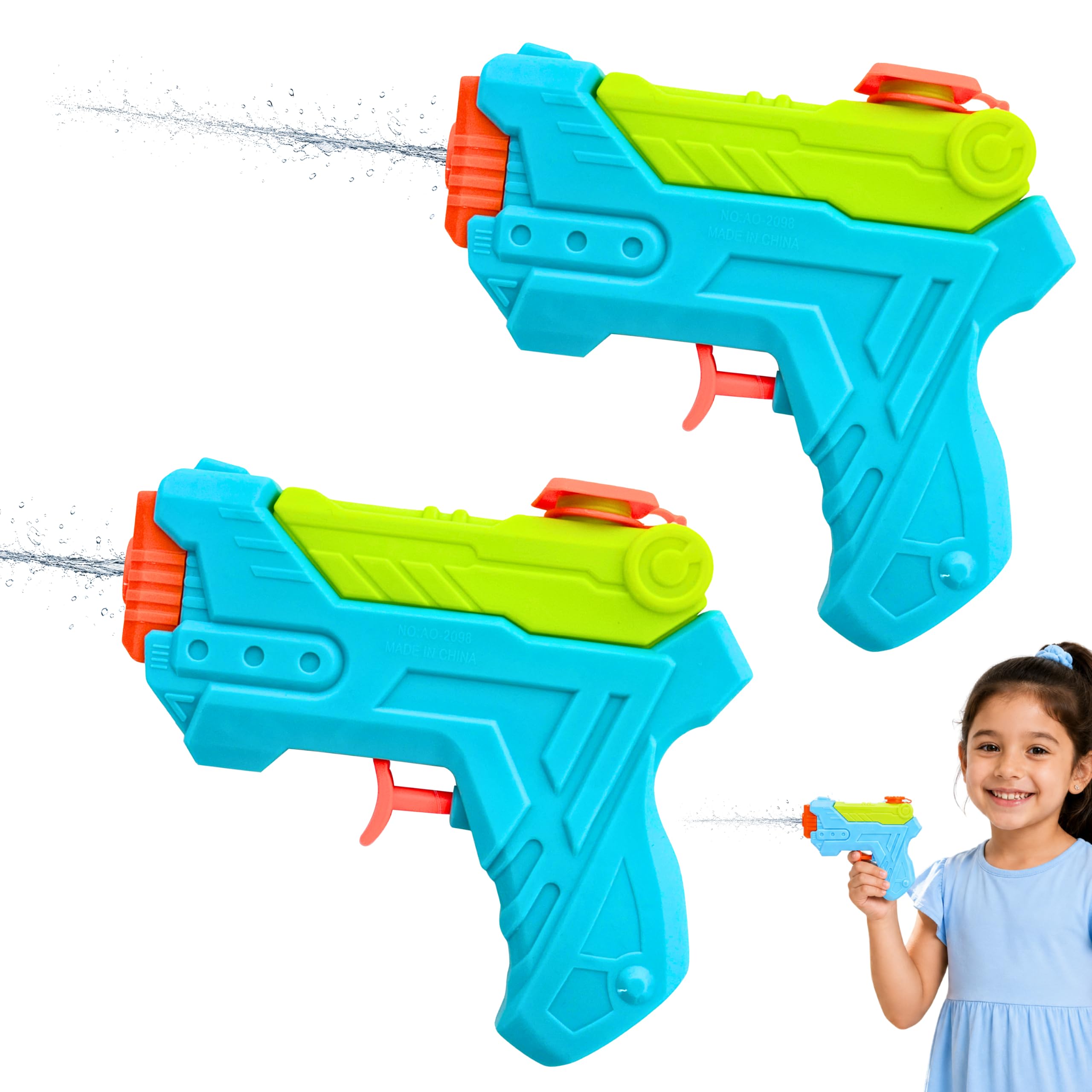 Twin Pack Next Gen Shooter Water Pistols 15cm Sky Blue Lightweight 200ml Tank 6M Range Water Blasters for Kids Manual Trigger Easy Fill Outdoor Garden Beach Pool Summer Play Toys — image 1