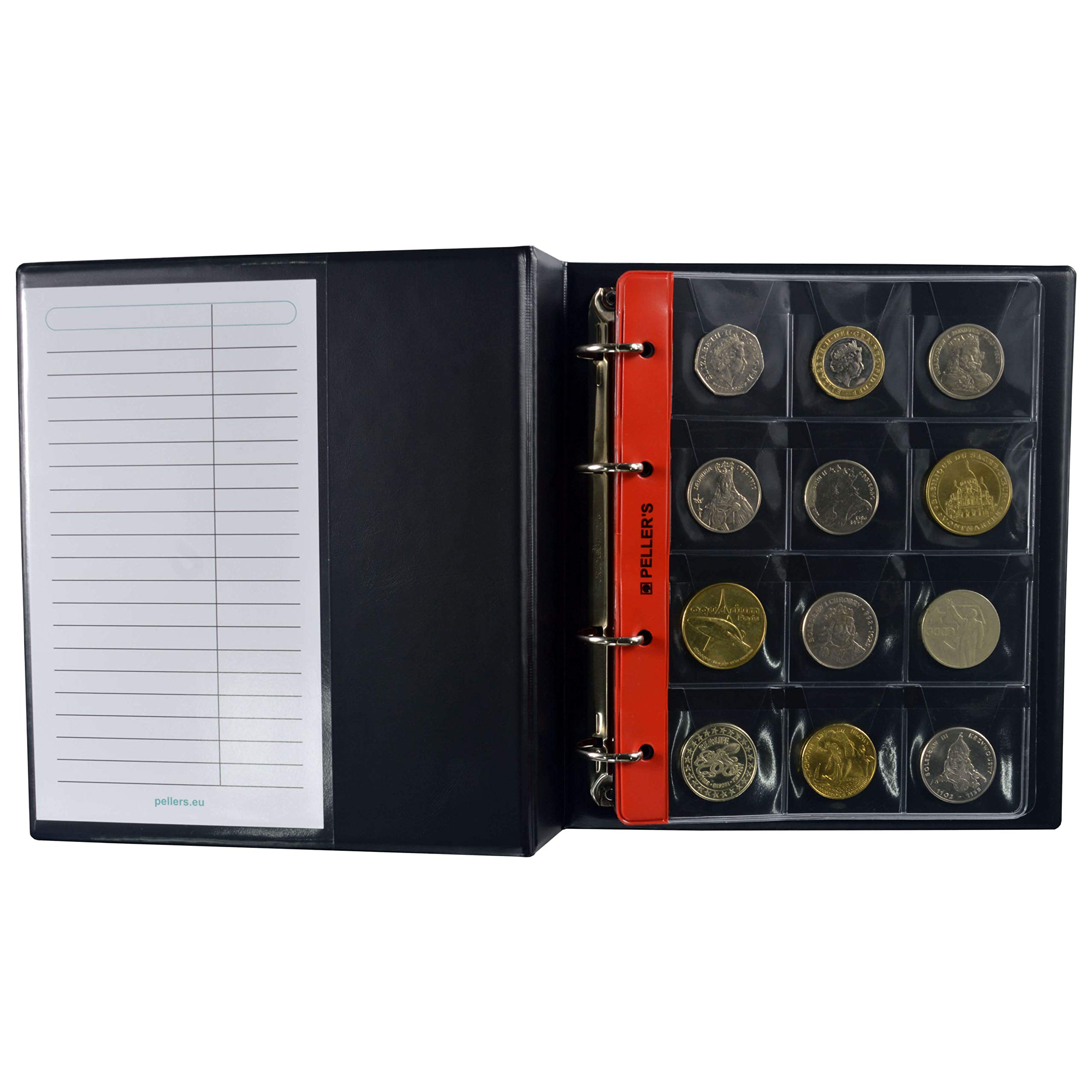 Album pour 120 Monnaies. Classeur M. 10 Feuilles, 120 pièces 46mm x 50mm. Idéal pour Monnaies jusqu'à 40 mm de diamètre. (Modèle