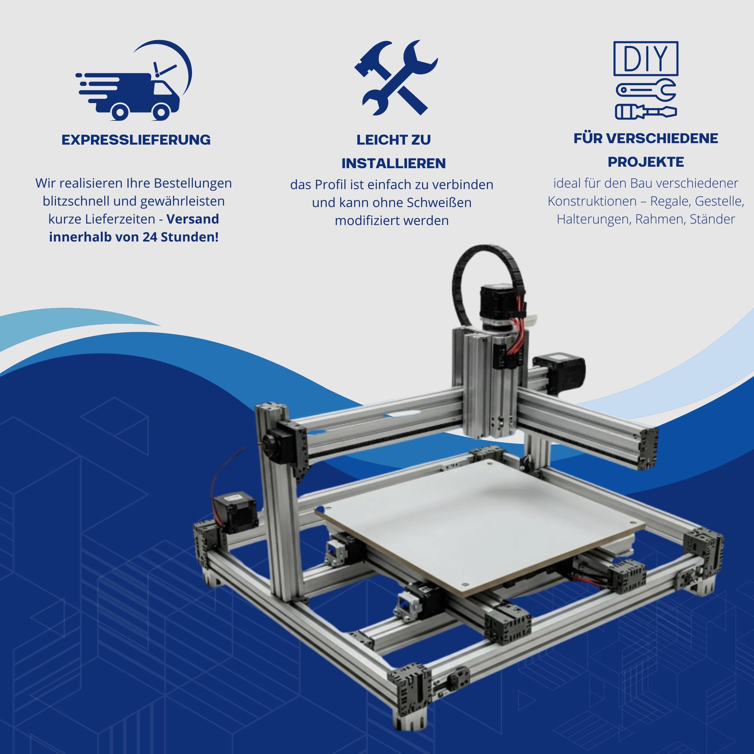 Aluprofil 40x80 mm | Nut 8 | Länge 10–250 cm wählbar | Eloxiertes und Wetterfestes Alu Profil | Konstruktionsprofil Bosch Item Kompatibel | Systemprofil für Industrie, 3D-Drucker, DIY