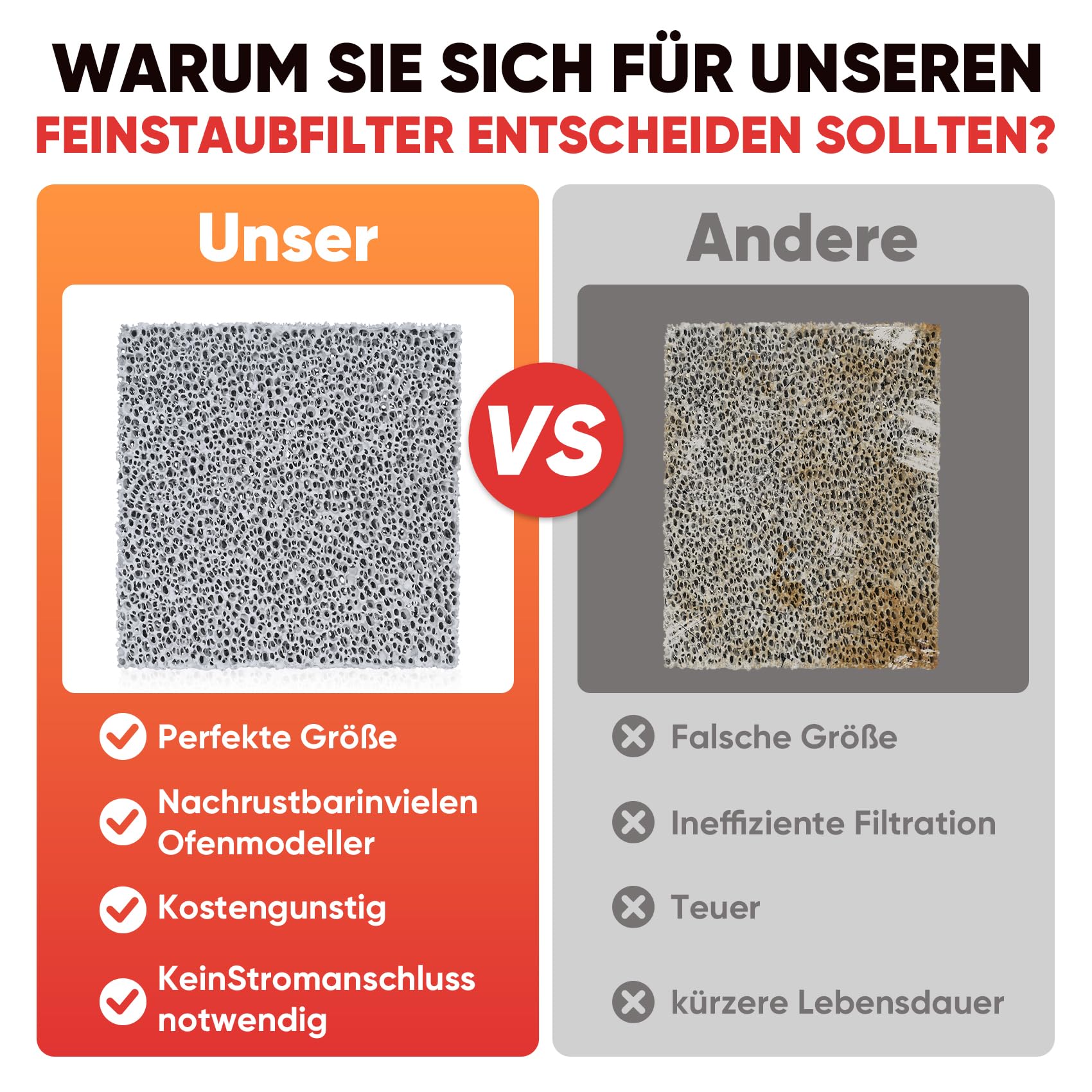 Lot de 2 filtres à poussière fine pour cheminées, 200 x 200 x 20 mm, compatibles avec les filtres Hark pour la rénovation des cheminées et poêles