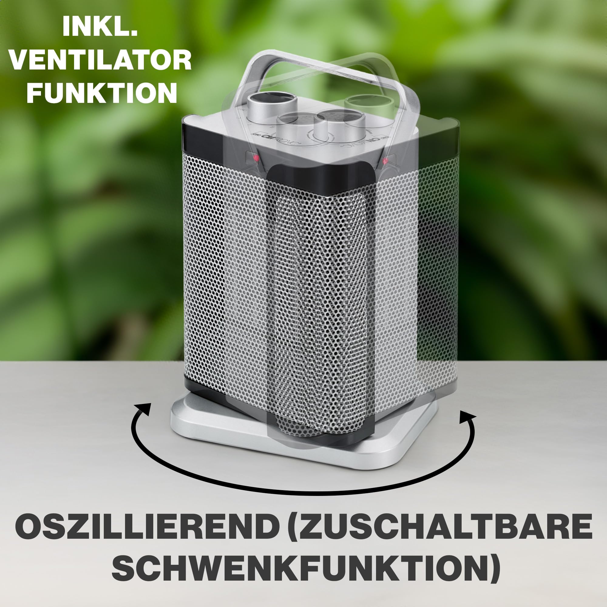 Clatronic 263740 Electrique Radiateur, Radiateur d'appoint Soufflant-2 Chauffage-Niveau de Froid (Ventilateur) -1500 Watts, Argent