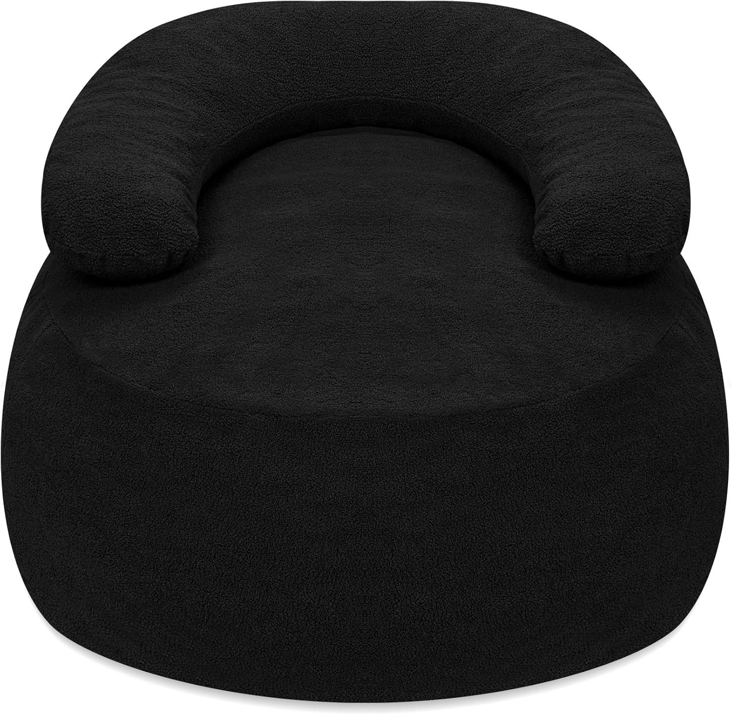 HABUTWAY Giant Bean Bag Sofa, Oversized Beanbag Chair with Filler, Ultra Soft Teddy Fleece Bean Bag Lounge Floor Sofa w/U-Shaped Pillow for Gaming, Reading, Black & Black - Image 7
