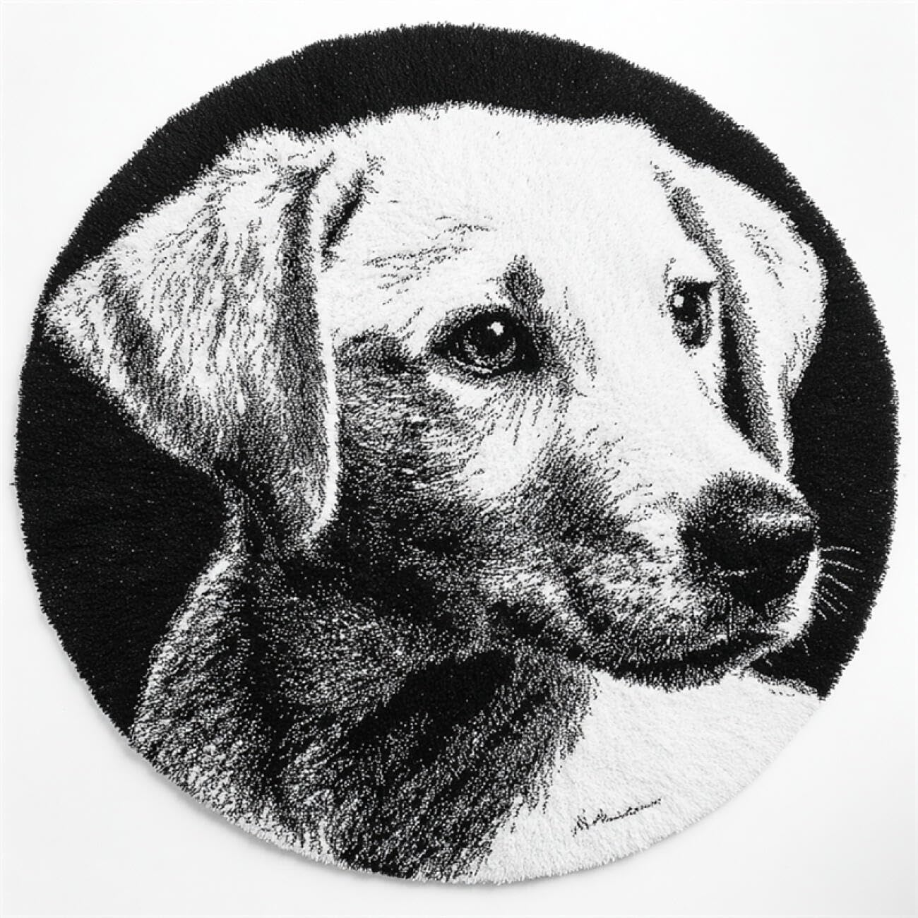 Kitquiver Dog Animal Latch Hook Kit Rug Labrador Retriever Portrait Latch Hook Rug Making Kit for Adults Embroidery Kits DIY Carpet Needlework for Home Decor 50x50cm