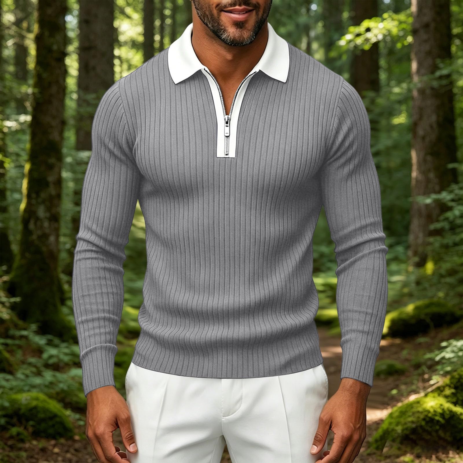 Polo Homme Manche Longue Habit Décontracté Polo Manche Longue Homme Classique Haut Mode Tee Shirt Extérieure Vêtements Classique Vetement Régulière Habit Plage Haut Doux Vêtements Basique Vetement