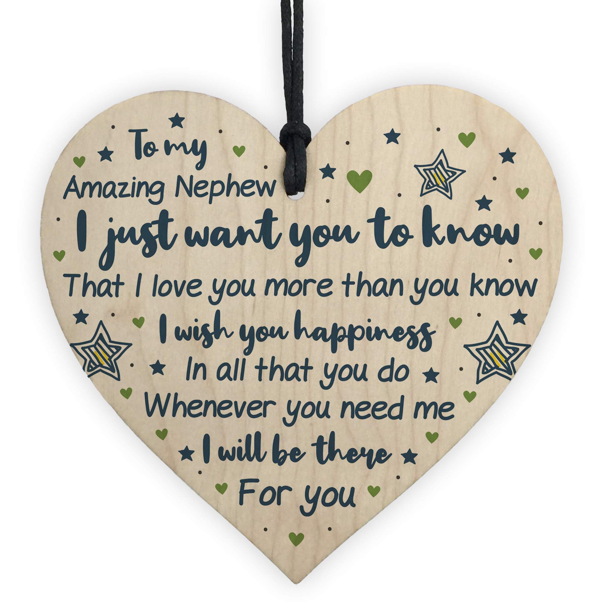 RED OCEAN Nephew Gifts From Auntie Uncle Gift Wood Heart Nephew Birthday