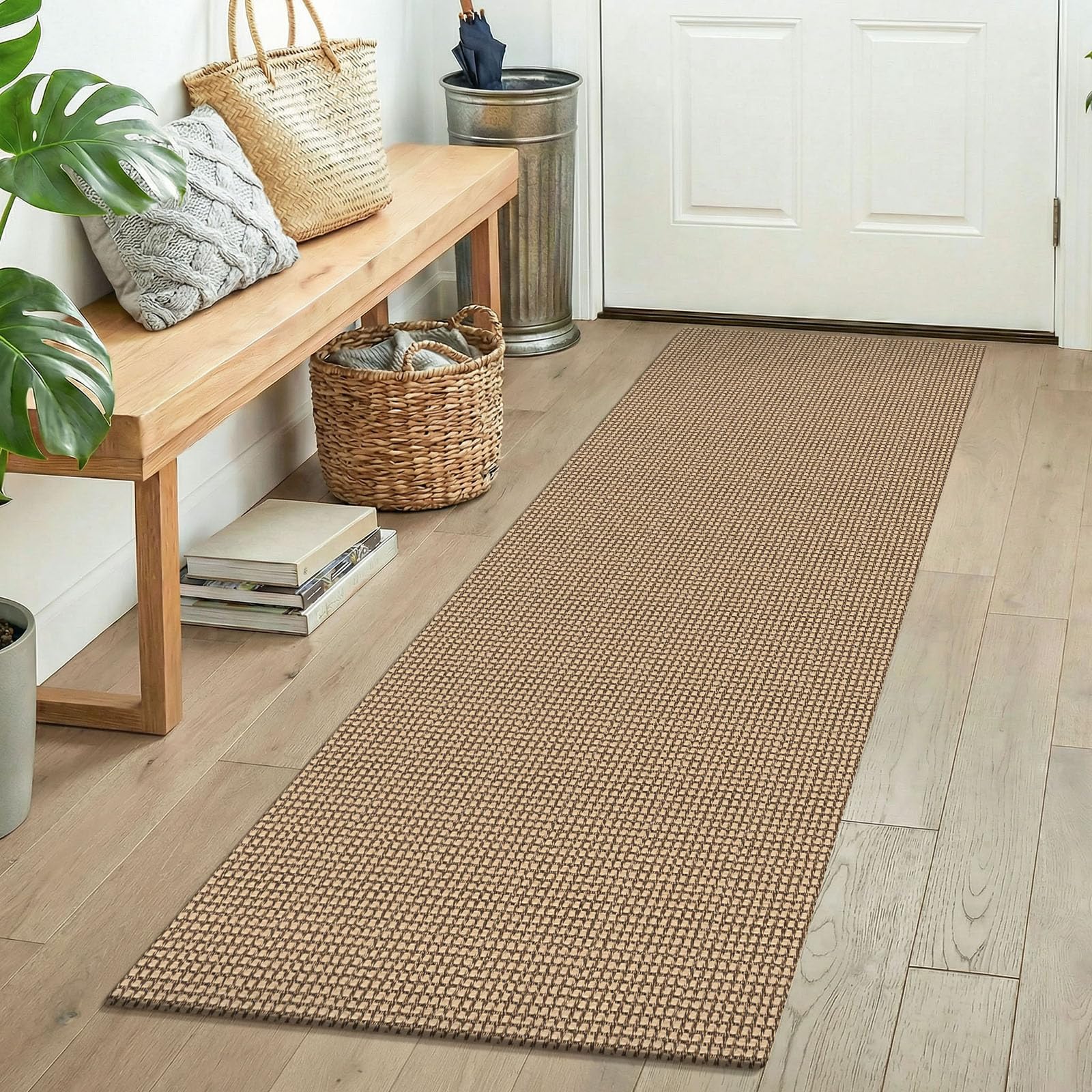 KOZYFLY Boho Runners for Hallways 2x5 ft Washable Kitchen Runner Non Slip Rubber Backed Hall Runners Cotton Entryway Runner Rugs for Indoor Backdoor Bedroom Kitchen, Orange Beige/Tan/Brown — image 1