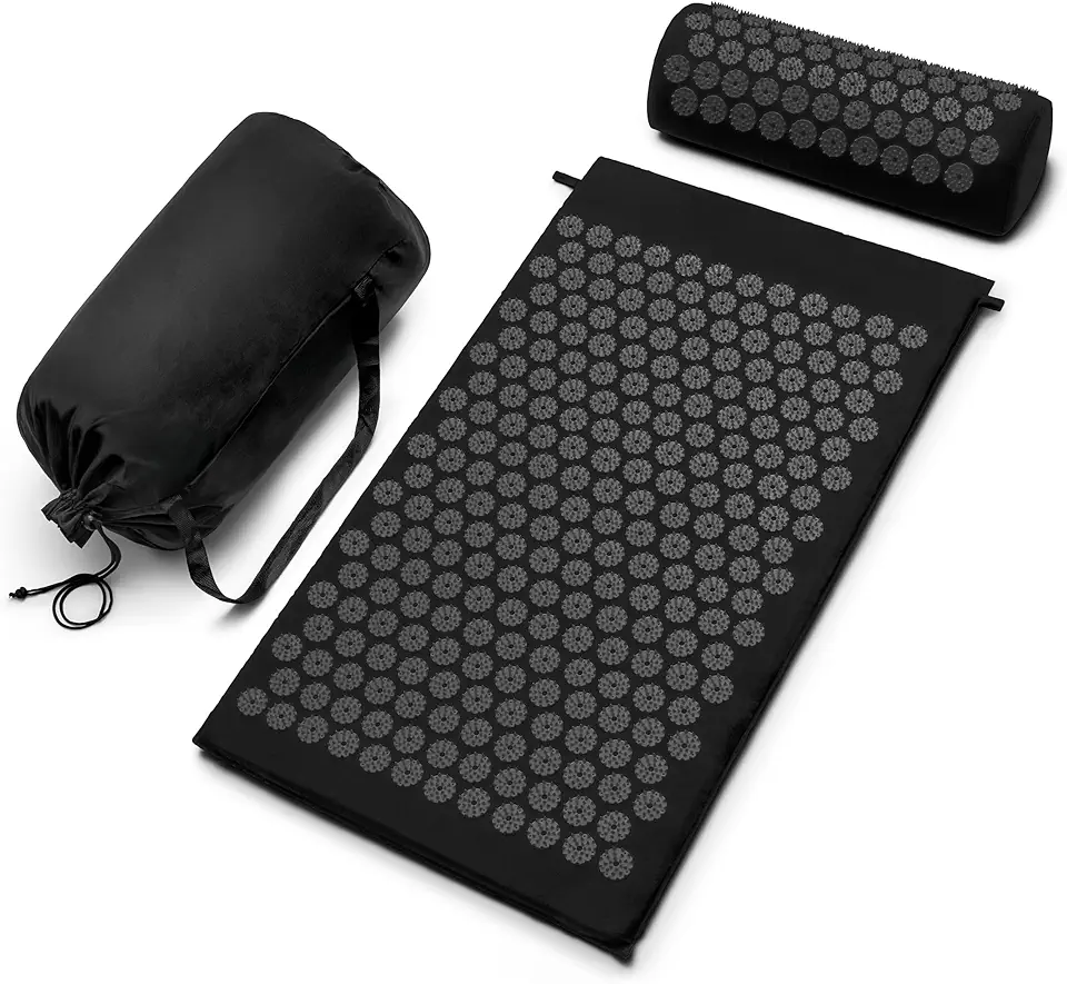 Sivan Health and Fitness Conjunto De Tapete E Almofada De Acupressão - Tapete De Aterramento Para Estresse, Dores Nas Costas E No Pescoço - Tapete De Massagem Com Pontos De Acupuntura