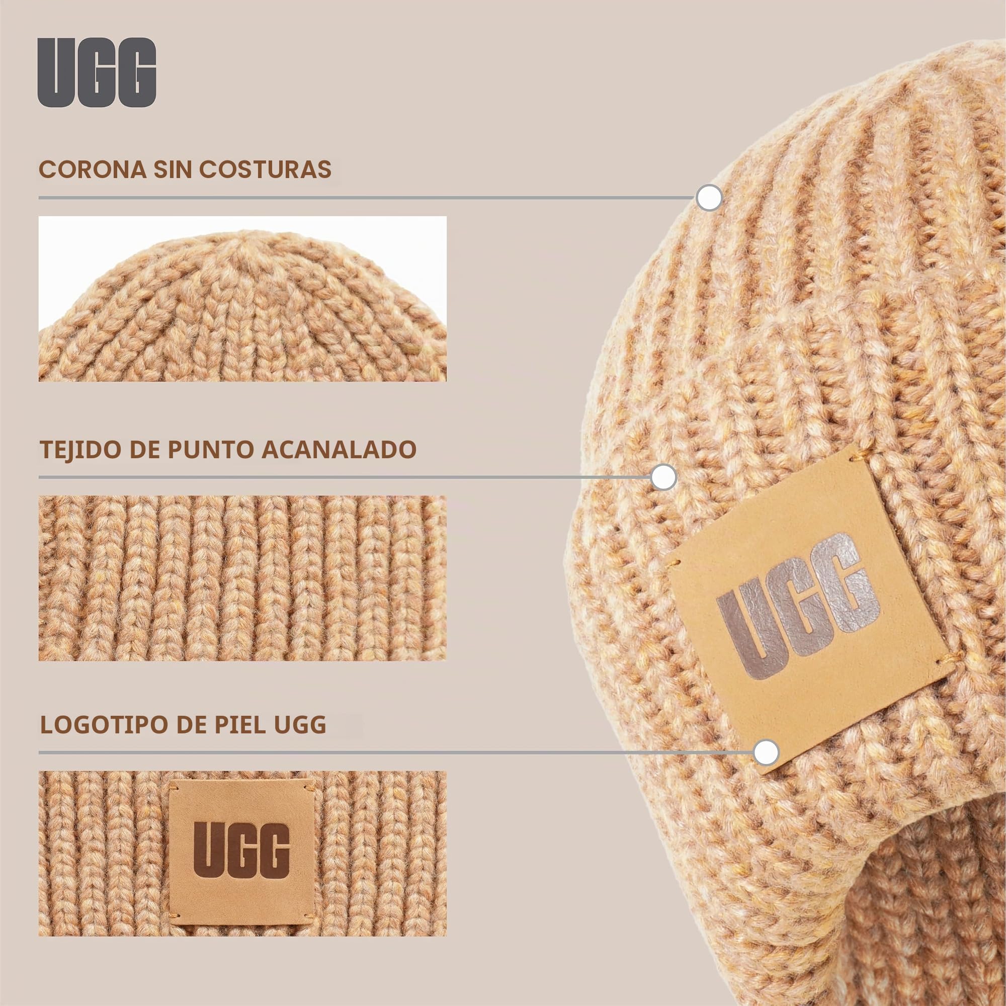 UGG W Chunky Rib Beanie - Gorro W Chunky Rib Mujer
