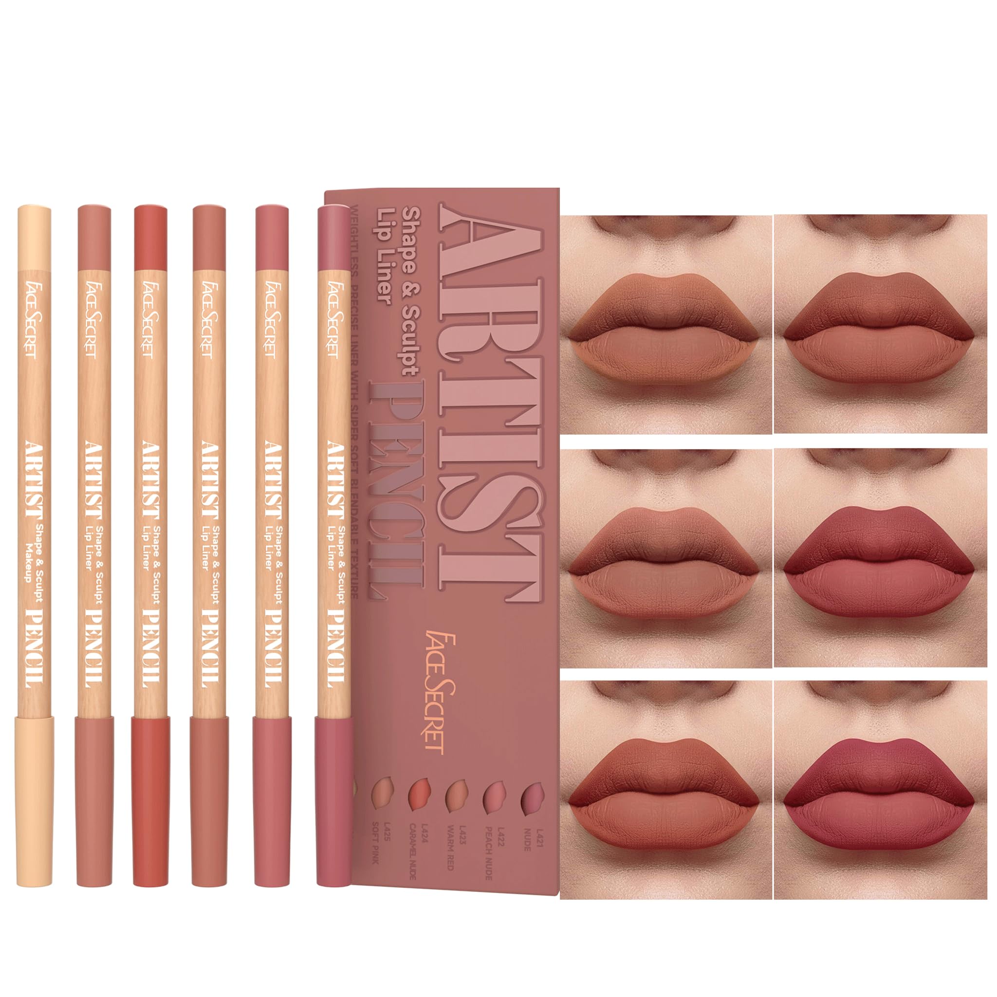 Amazon.com : 6pcs Nude Lip Liner Makeup Set - Waterproof & Smudge