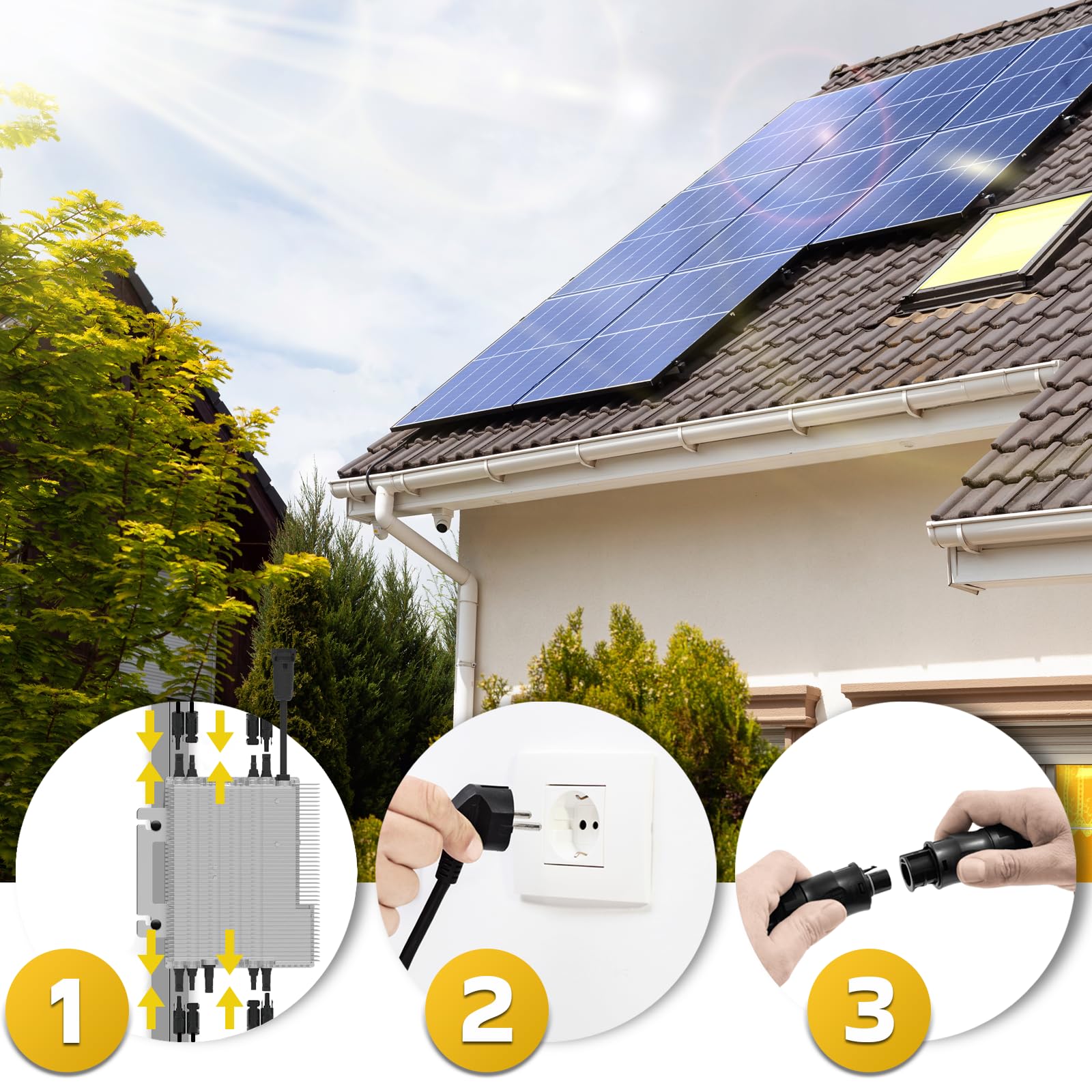 DEYE Mikro-Wechselrichter 2000 W SUN-M200G4-EU-Q0 für Mini-PV Solaranlage Balkonkraftwerk, IP67 wetterfest, 4 MPPT, WiFi, Micro Inverter