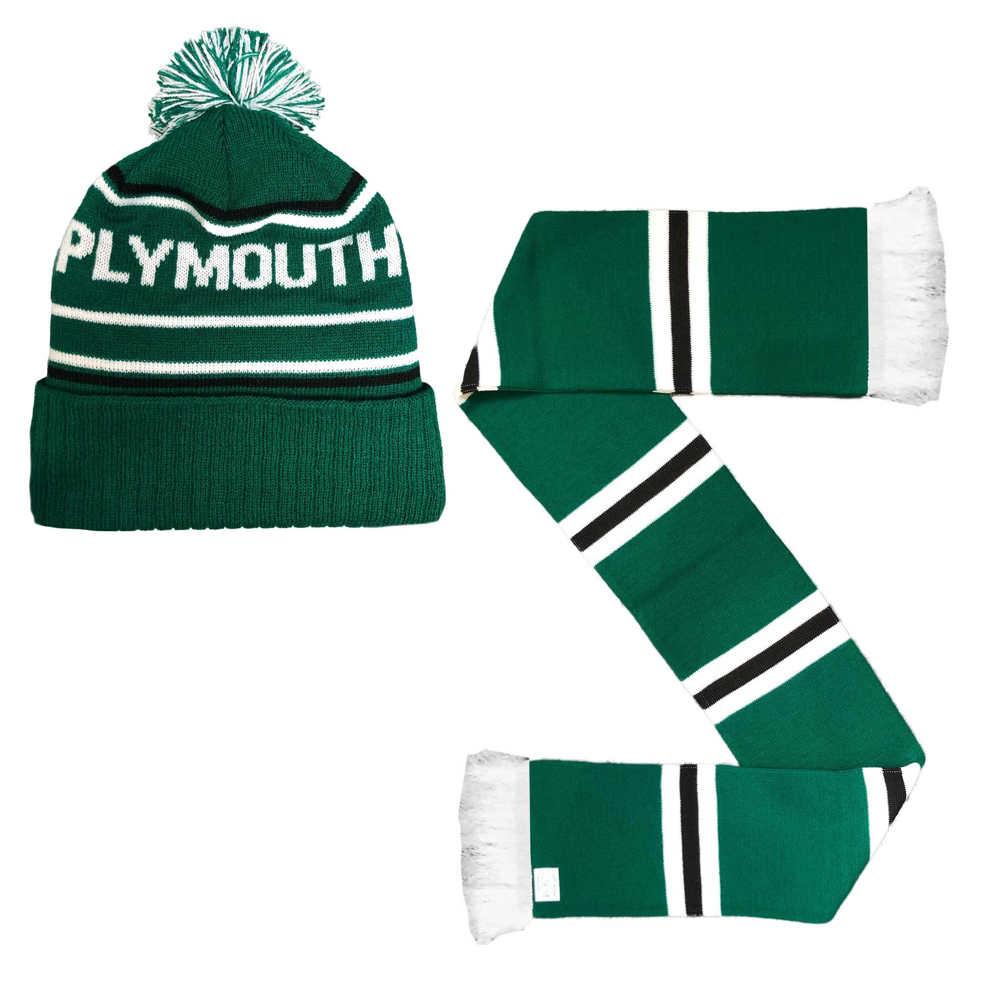 Beyond Happy Unisex Bronx Hat & Scarf Set Plymouth Argyle Green And White Ski Hat - Stylish Winter Hat For Argyle Football Supporters (Uk, Alpha, One Size, )