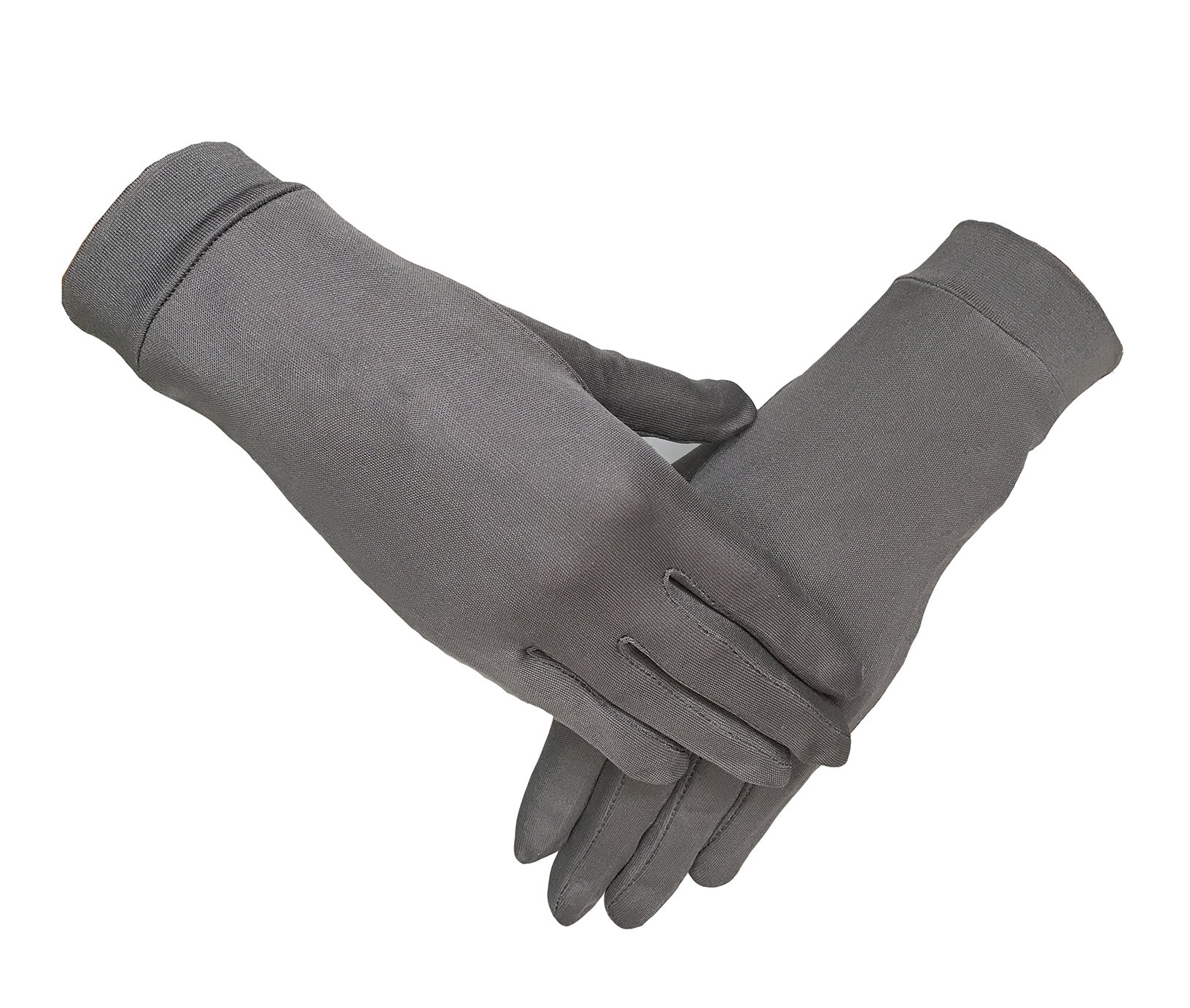 LSHARON 100% Mulberry Silk Thermal Liner Gloves (Medium, Grey)