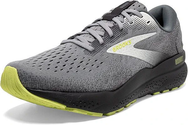 Brooks Men’s Ghost 16 Neutral Running Shoe - Primer/Grey/Lime - 9.5 Wide