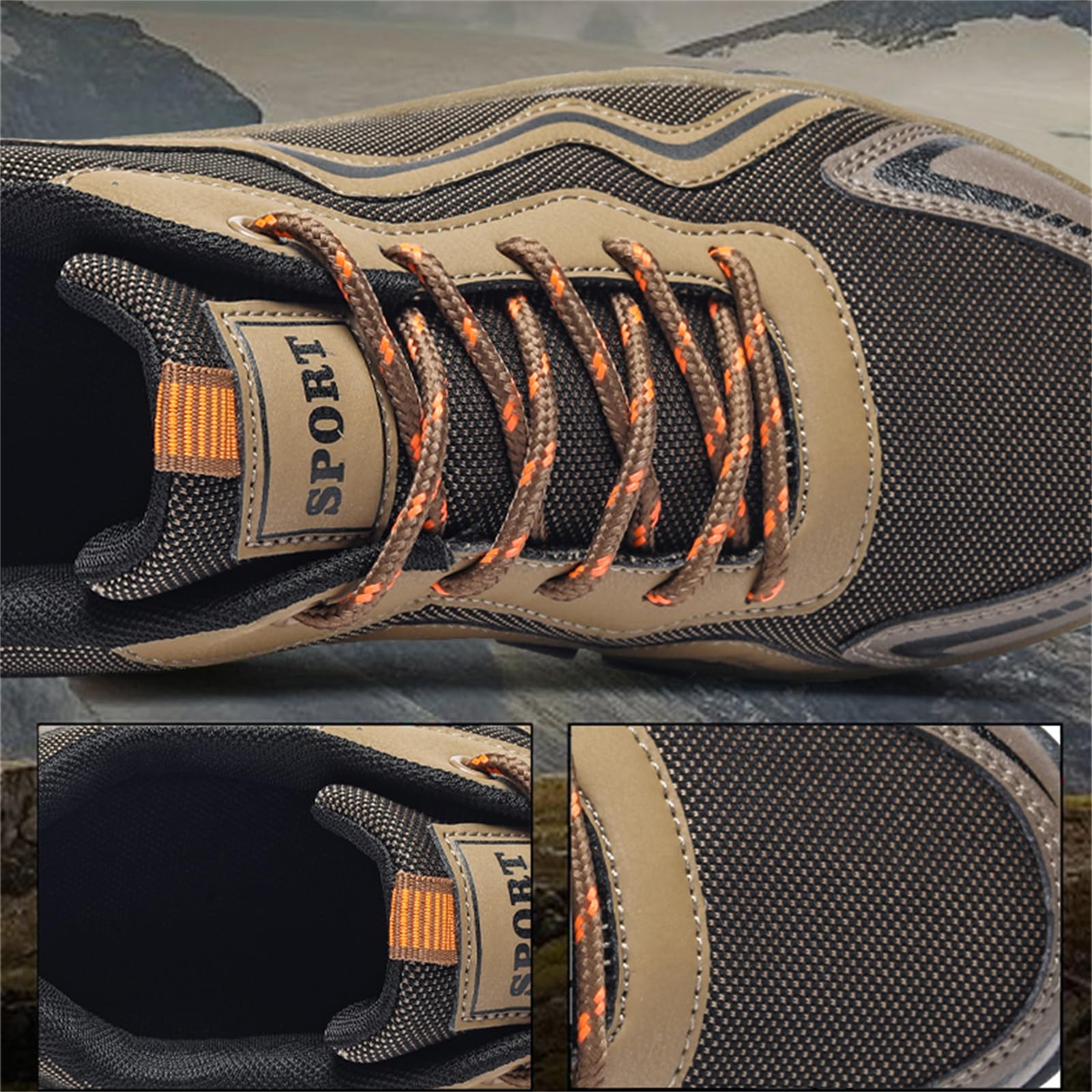 Wanderschuhe Für Herren Zum Wandern Reisen rutschfest Leicht Für Outdoor Camping Arbeit Sneakers Low Top,Braun,44 EU