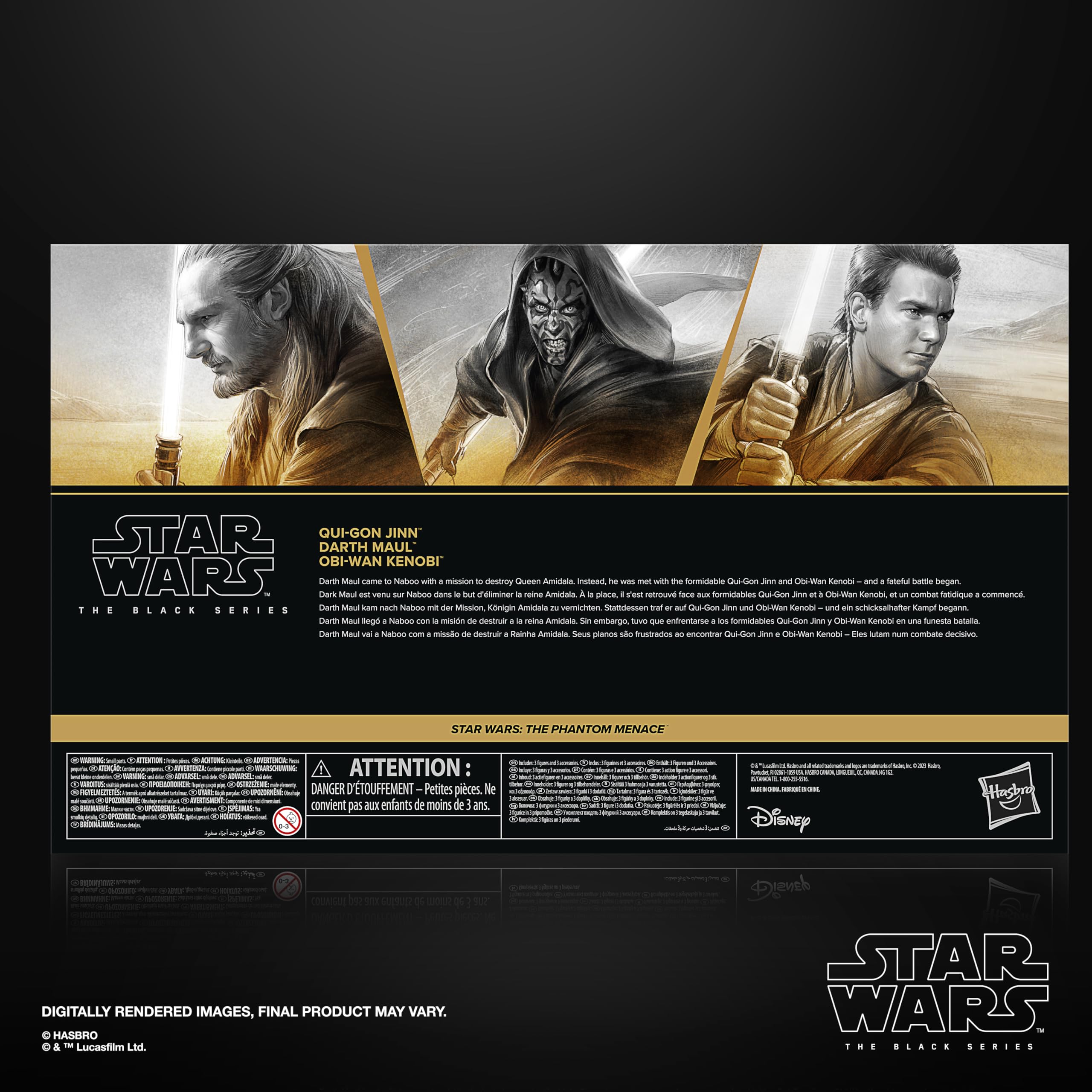 Star Wars The Black Series Qui-Gon Jinn, Darth Maul, OBI-WAN Kenobi The Phantom Menace - Figuras de acción de 6 Pulgadas