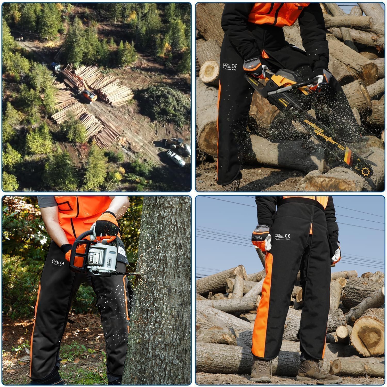 Universales Chaps de seguridad para motosierra, Chaps de protección contra cortes, Chaps ajustables para motosierra, delantal de motosierra con protección contra cortes para hombres/mujeres
