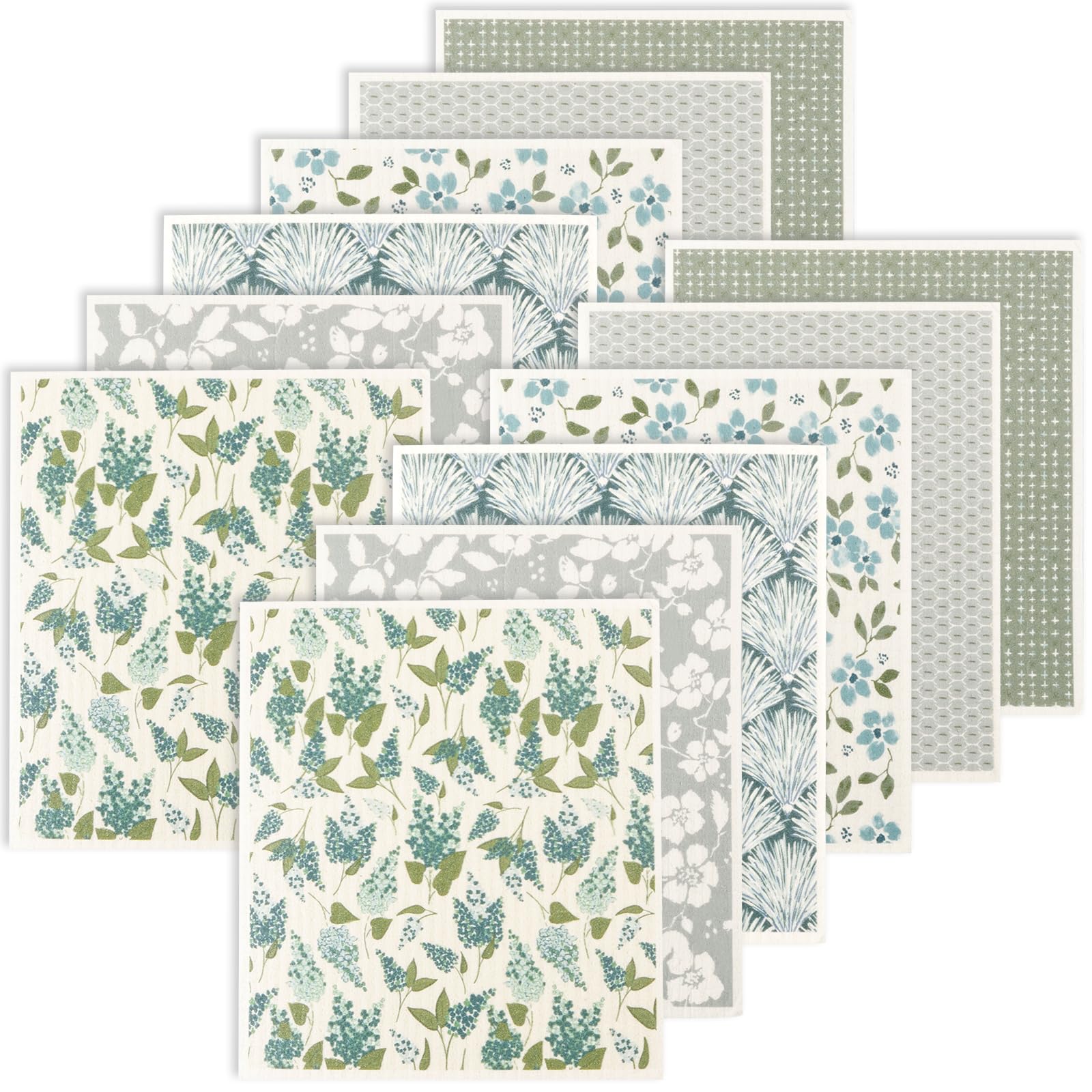 Guijzsltrg 12Pcs 12 Pack Swedish Dishcloths For Kitchen, Reusable Swedish Dish Towels, Absorbent Kitchen Dish Cloths Rags, Vintage Floral Washable Sponge Cleaning Cloths Wipes 7.7X6.7inch For Washing Dishes (12Pcs)