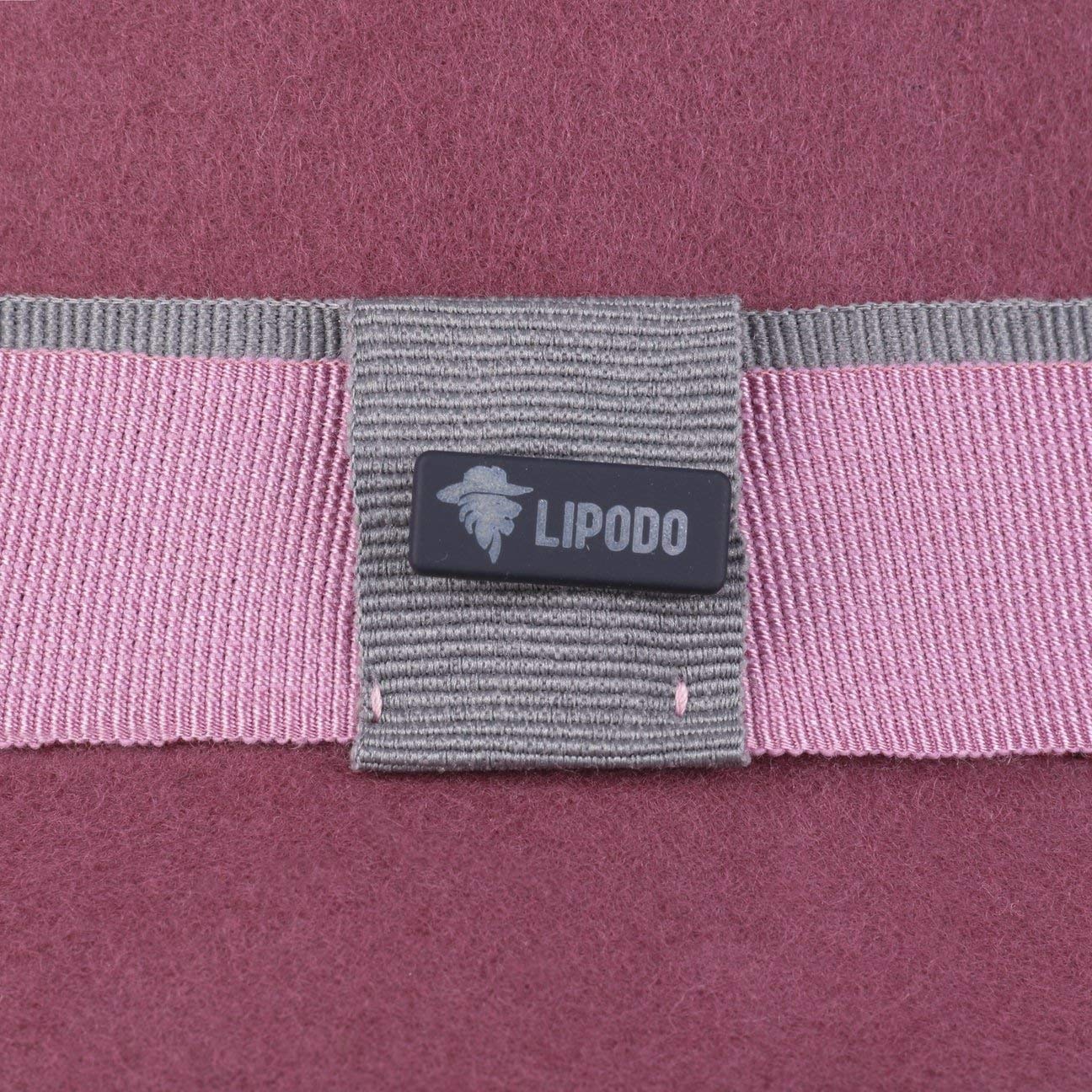 Lipodo Vantamo Pork Pie Wollhut Damen Handmade in Italy Mehrfarbiges Ripsband Rosa Hellblau Pink Damen Herbst Winter pink S (54-55 cm)